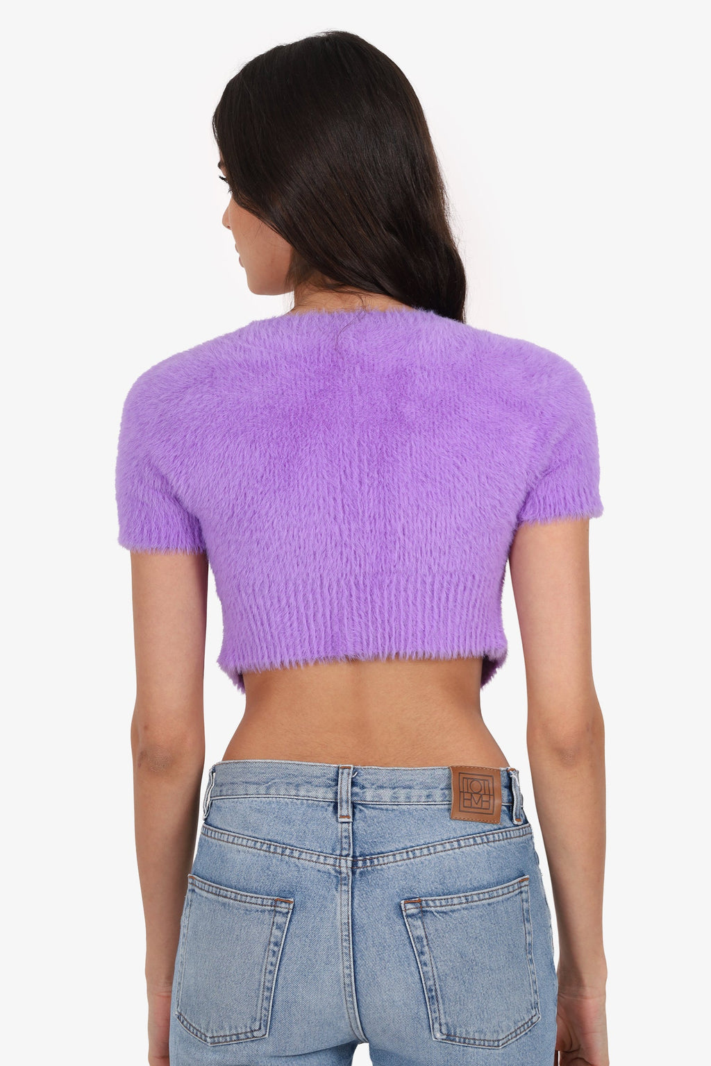Jacquemus Purple Knit 'La Maille Neve' Logo Cropped igan Size 34