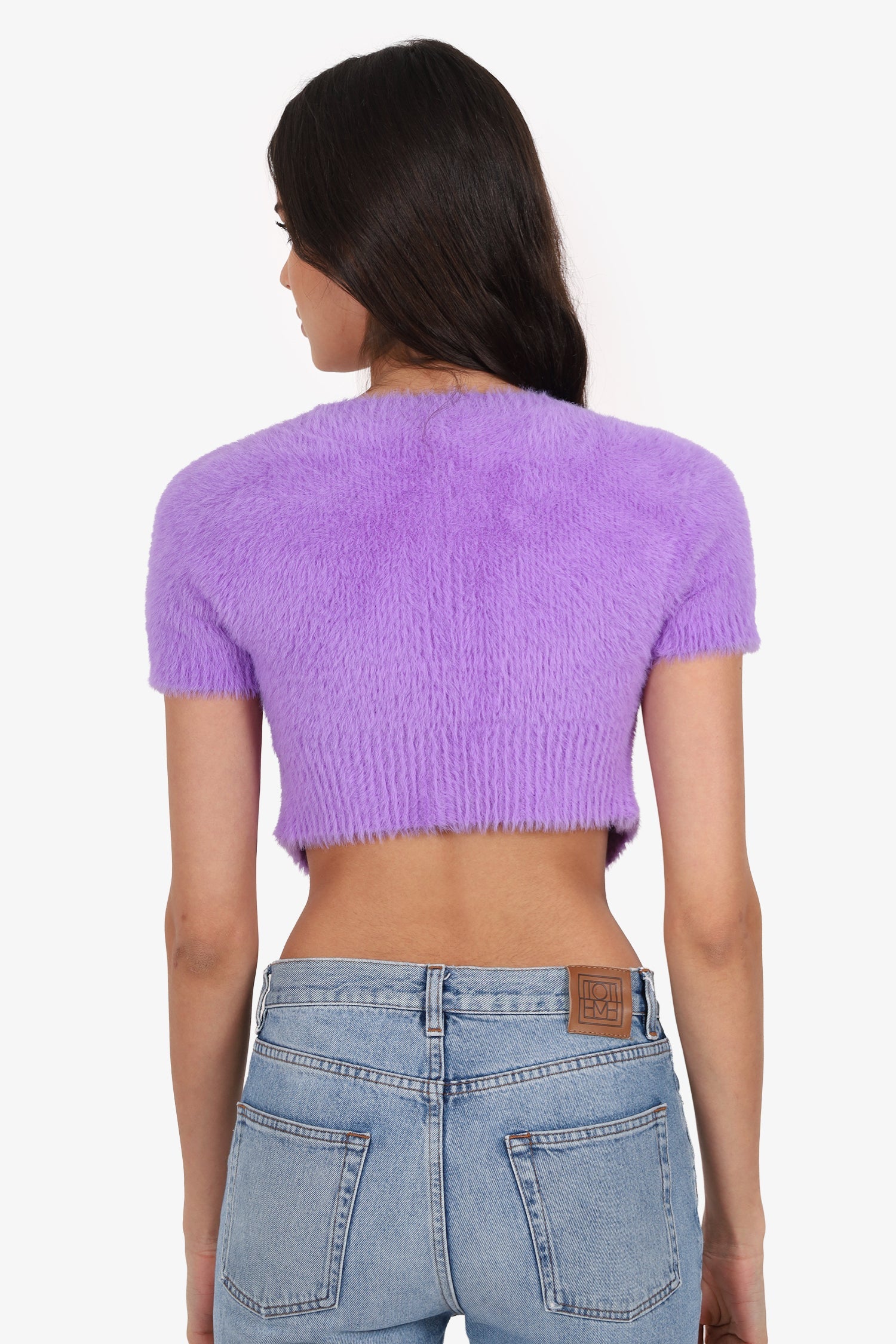Jacquemus Purple Knit 'La Maille Neve' Logo Cropped igan Size 34