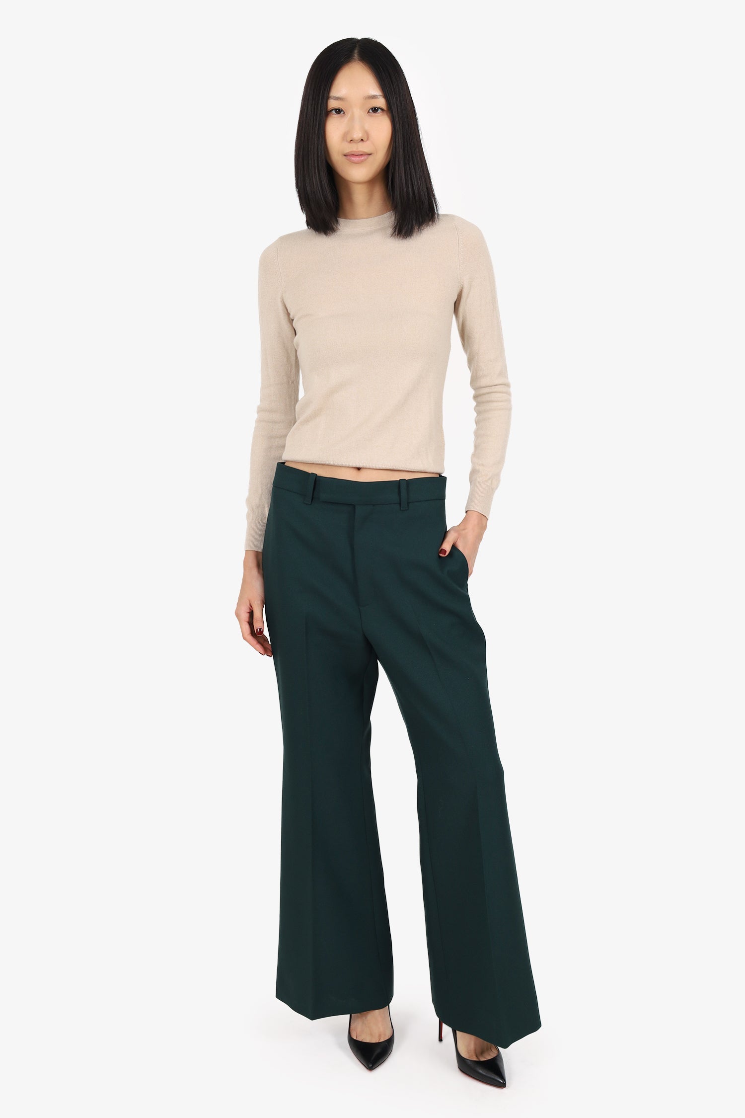 Gucci Dark Green Pleated Trouser Pants Size 40