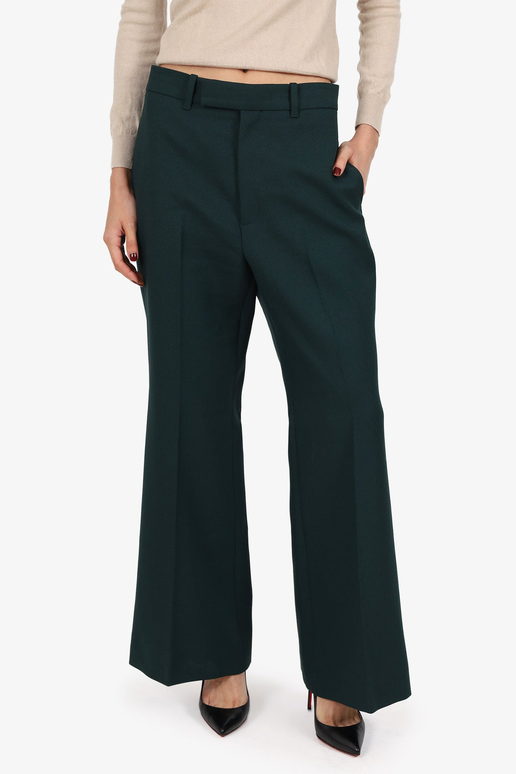 Gucci Dark Green Pleated Trouser Pants Size 40