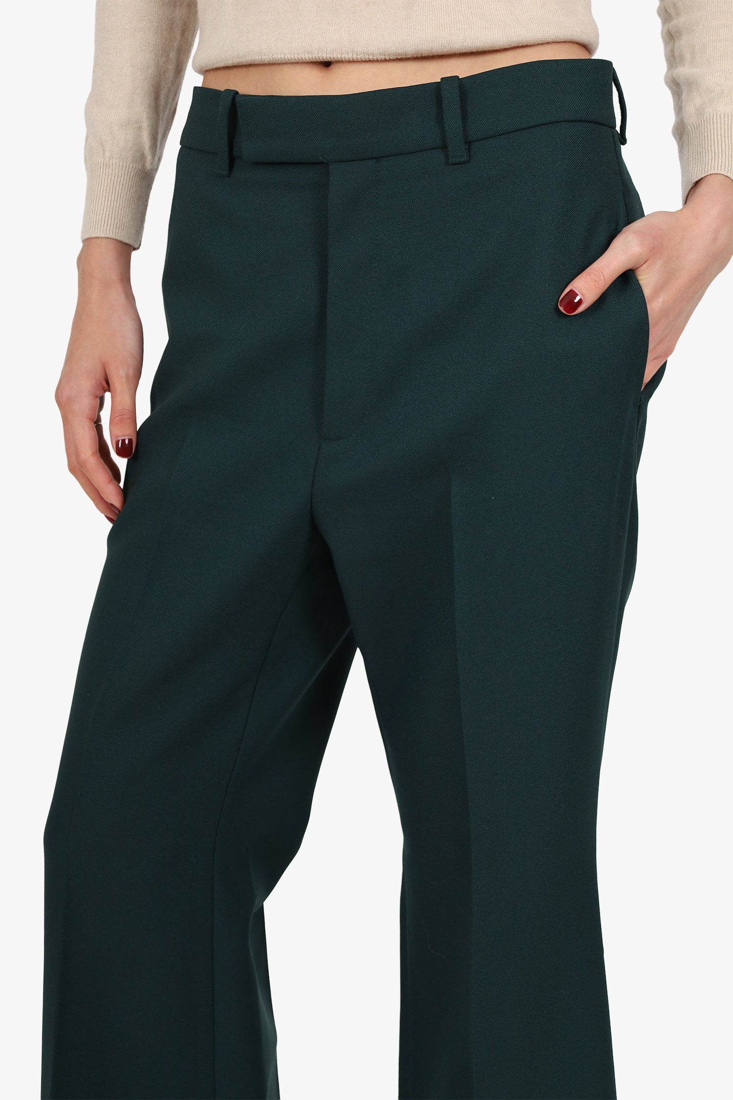 Gucci Dark Green Pleated Trouser Pants Size 40