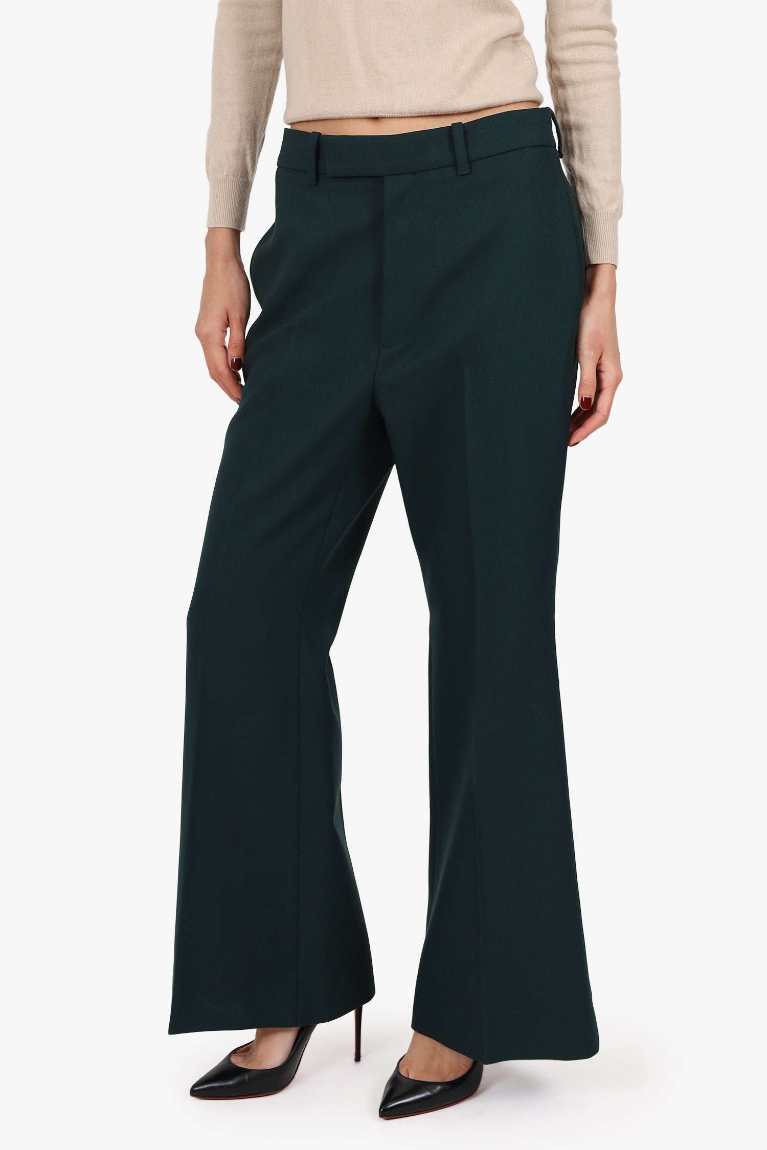 Gucci Dark Green Pleated Trouser Pants Size 40