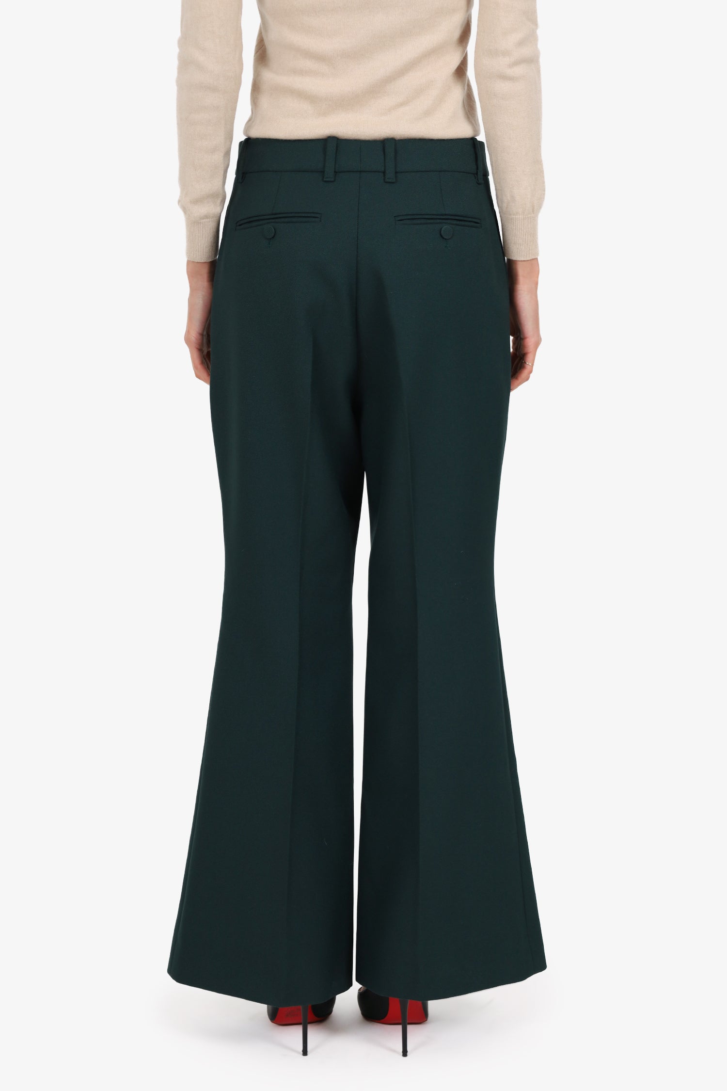 Gucci Dark Green Pleated Trouser Pants Size 40