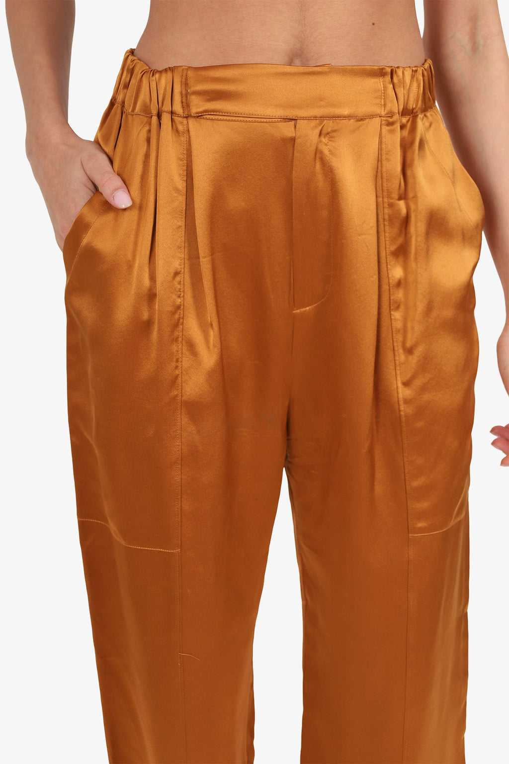 Nicholas Brown Silk Bandeau Bra Top/Jogger Pants Set Size 4