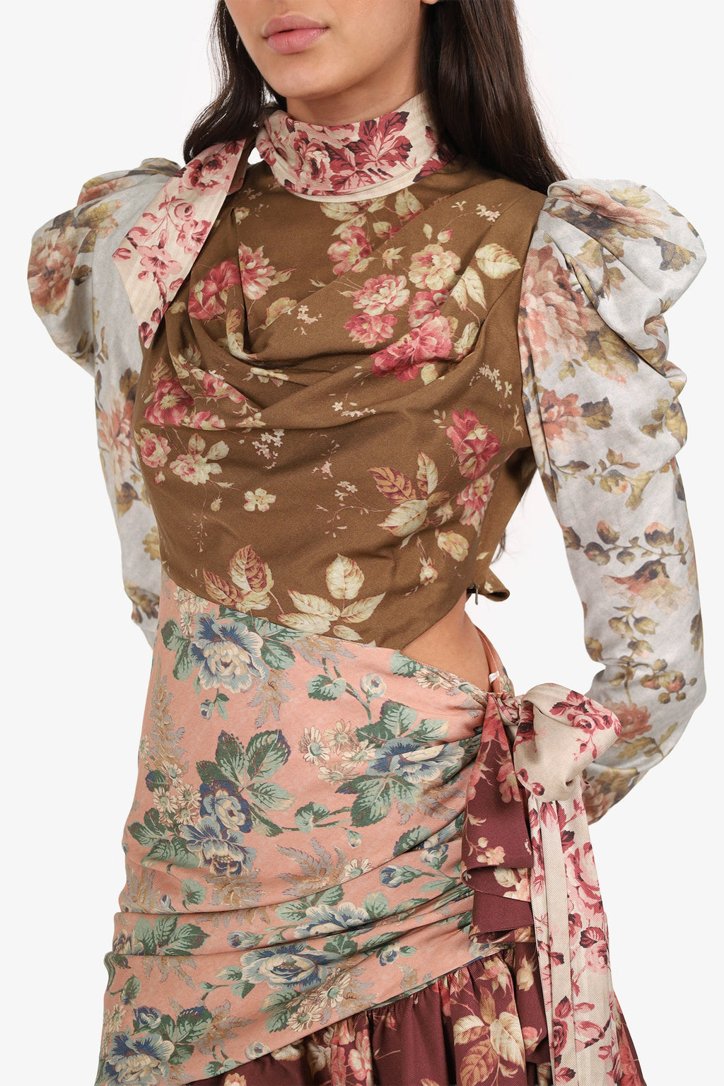 Zimmermann Pink/Multicolour Floral Cut-Out Mini Dress Size 0