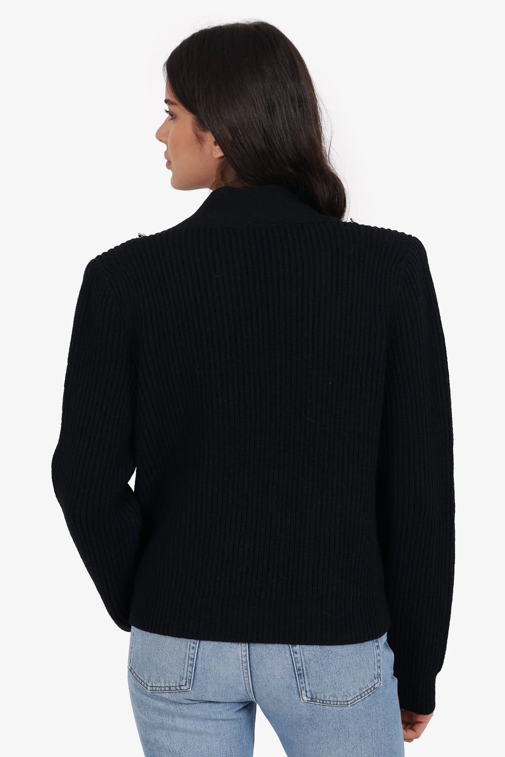 Balmain Black Knit Studded igan Size 40