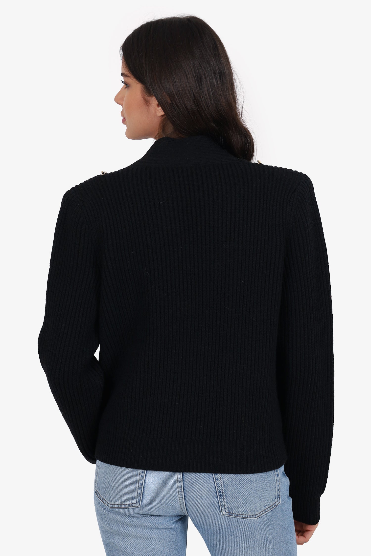 Balmain Black Knit Studded igan Size 40