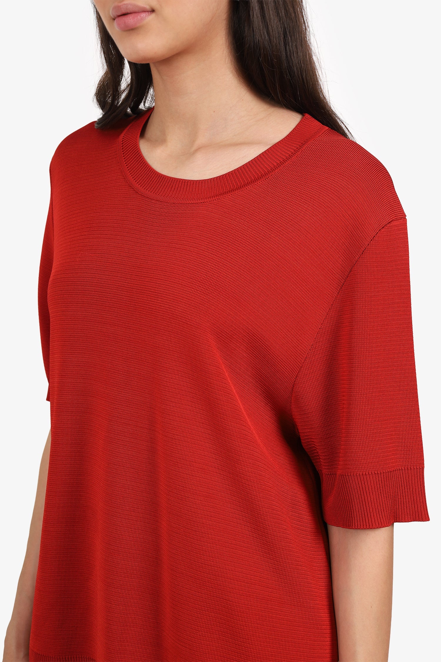 The Row Red Fine Knit Short Sleeve Top Size L