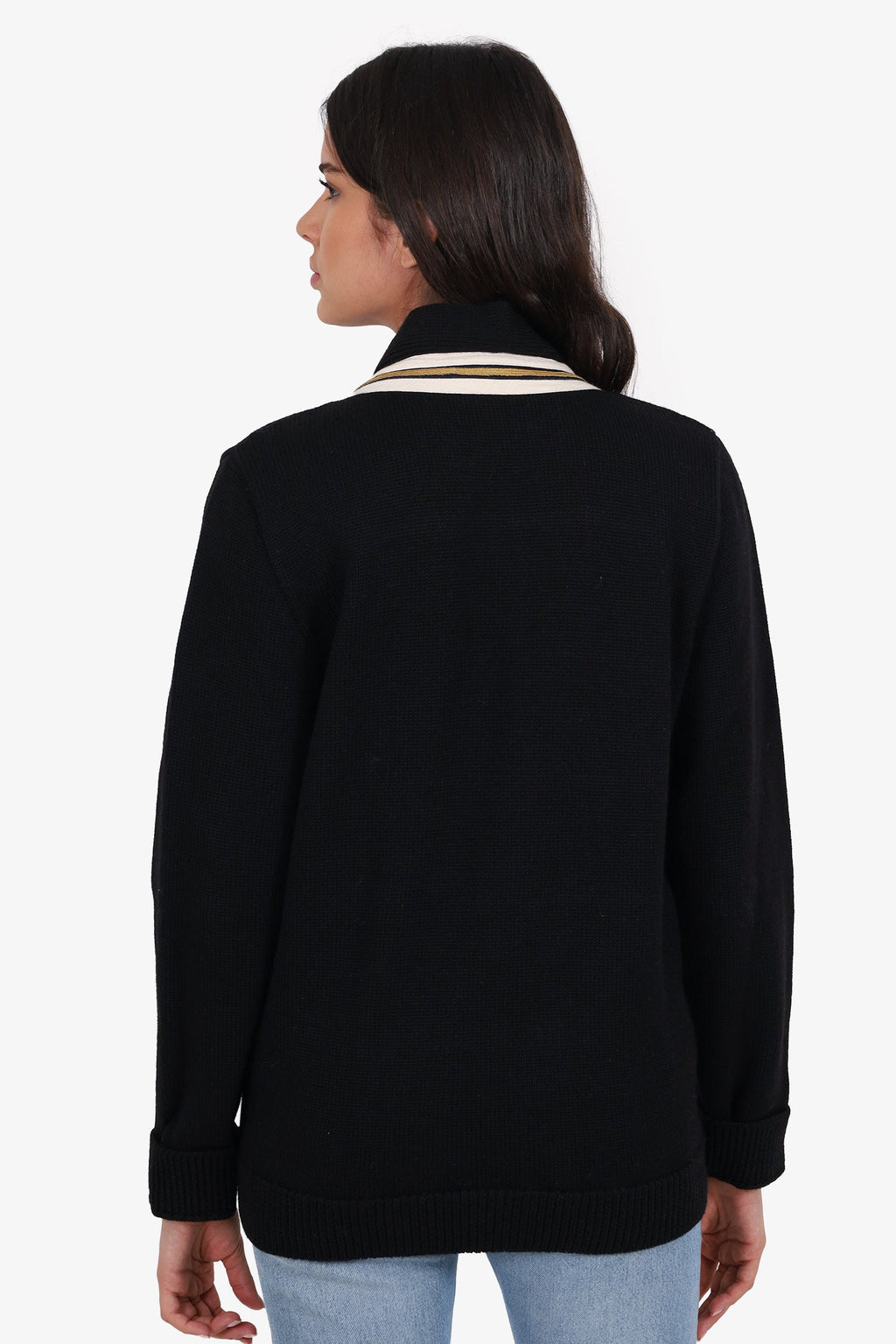 Gucci Black Wool Knit Bee Embroidery igan Size S