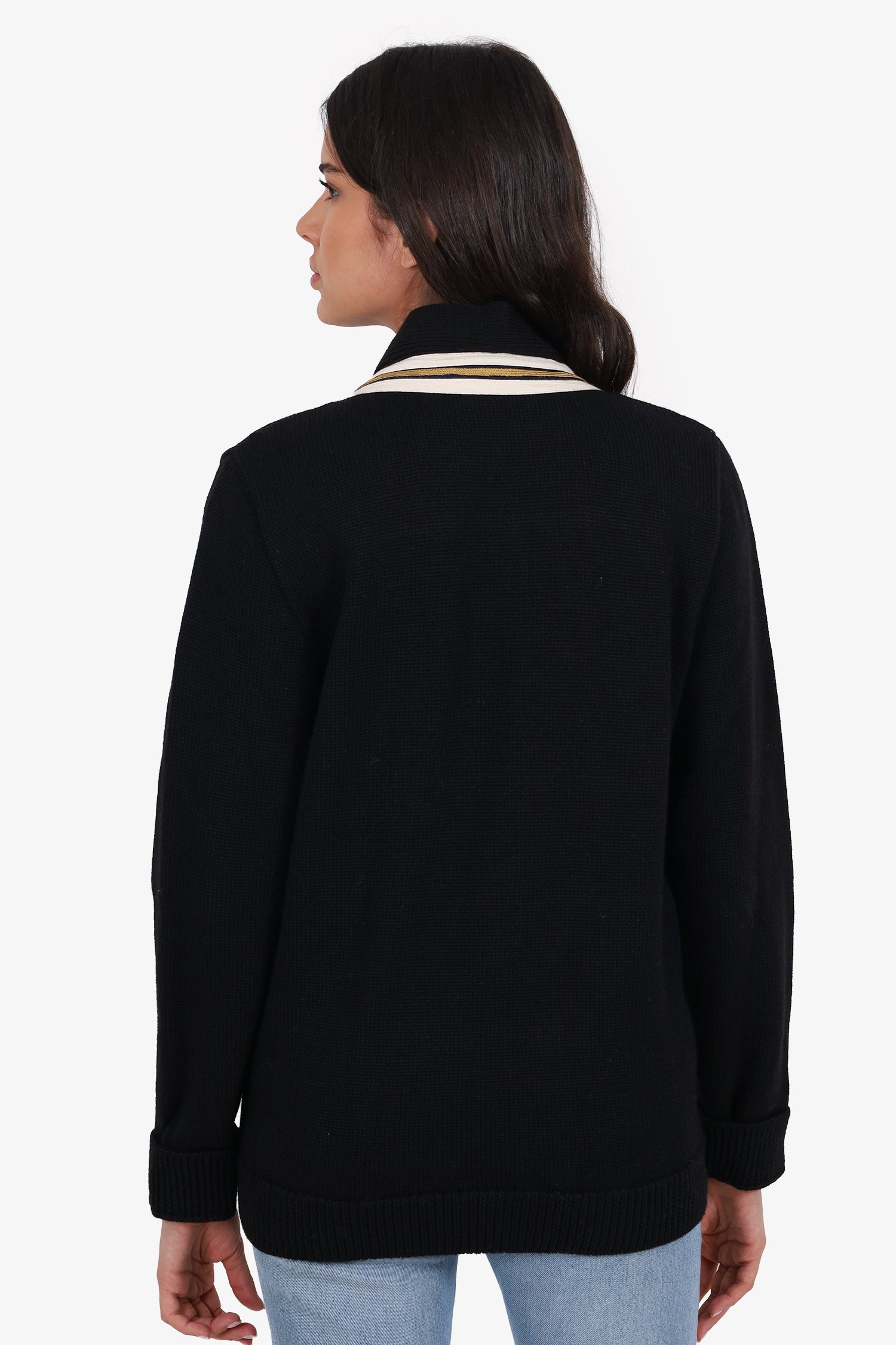 Gucci Black Wool Knit Bee Embroidery igan Size S
