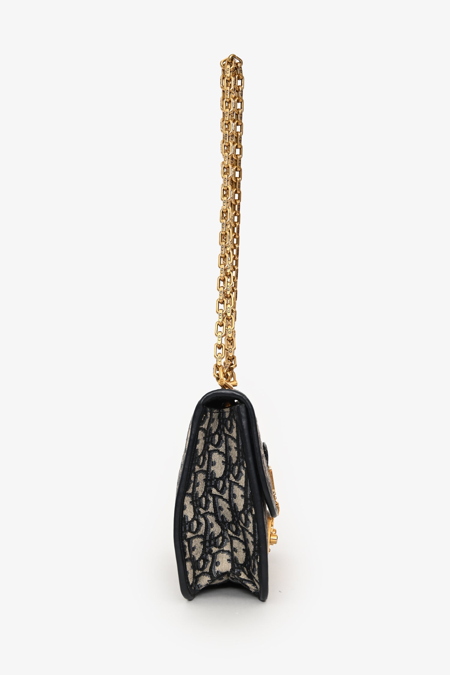 Christian Dior 2018 Blue Oblique Dioraddict Wallet on Chain