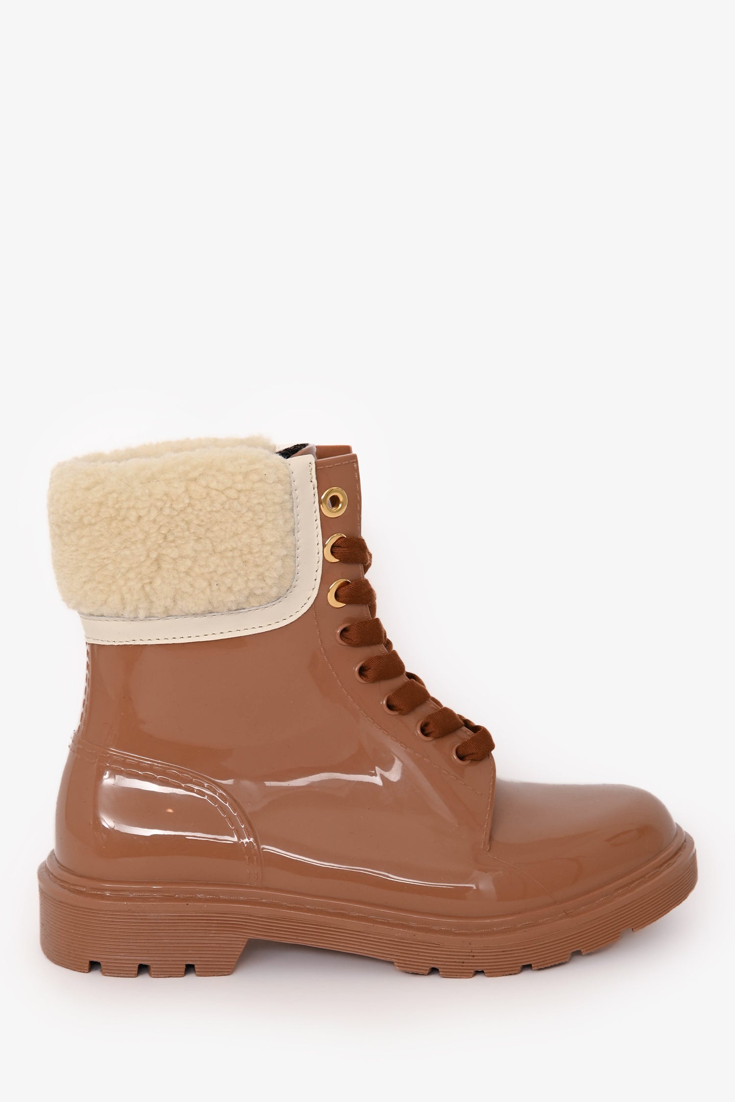 See By Chloe Tan Rubber Faux Shearling 'Florrie' Ankle Boots Size 38