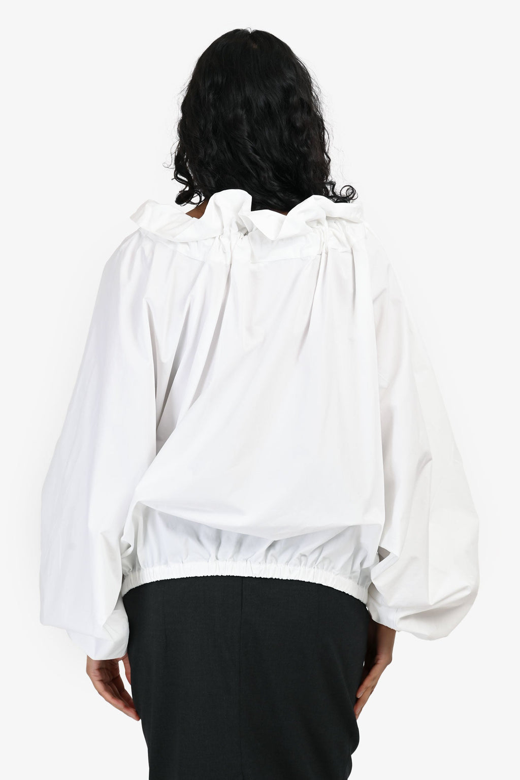 Patou White Cotton Cowl Neck Long Sleeve Blouse Size 38