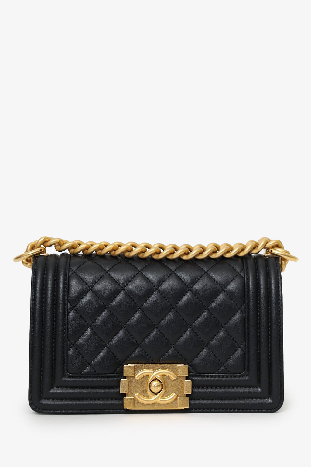 Pre-Loved Chanel™ 2022+ Black Quilted Lambskin Small Boy Bag