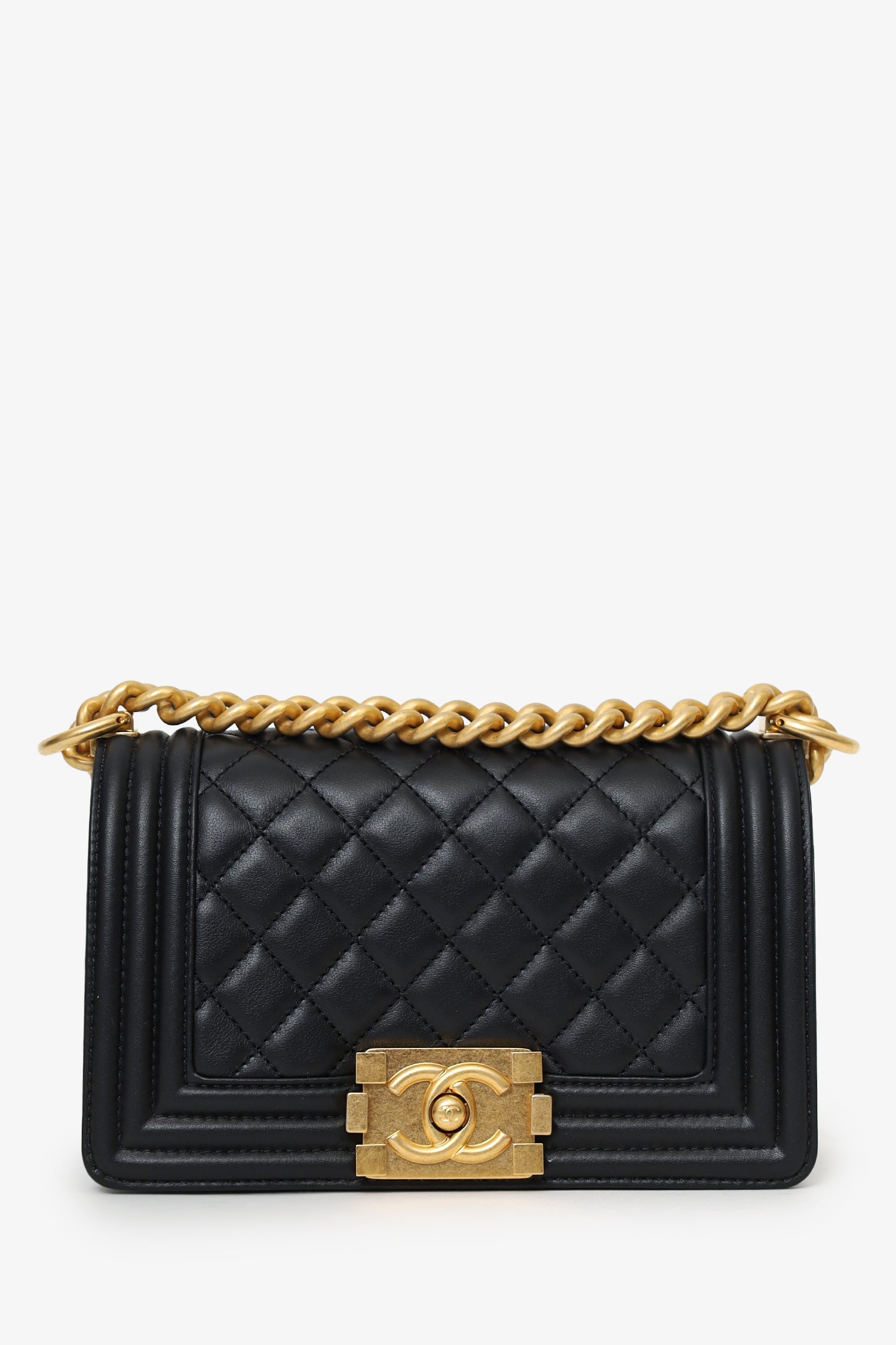 Pre-Loved Chanel™ 2022+ Black Quilted Lambskin Small Boy Bag