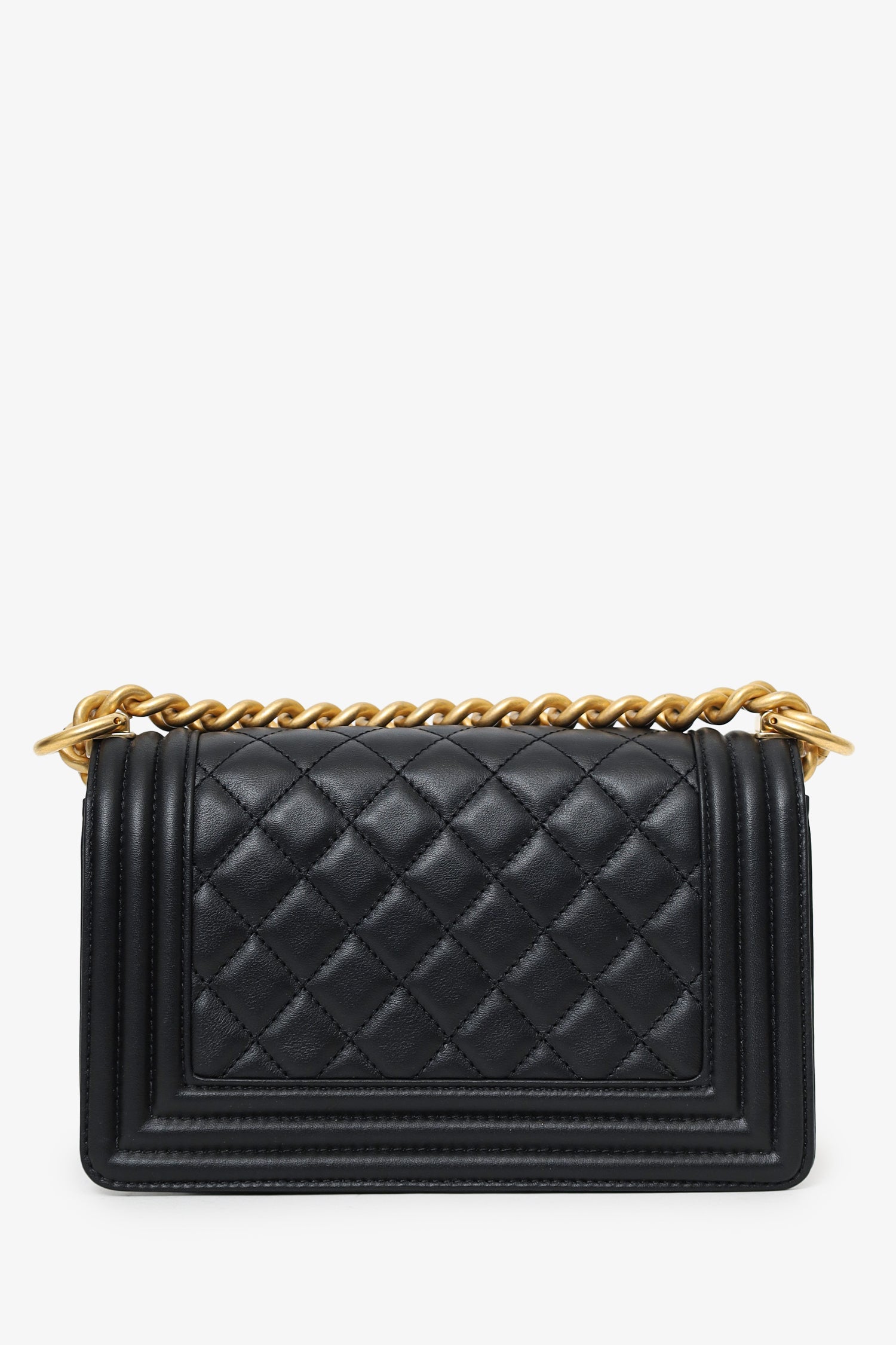 Pre-Loved Chanel™ 2022+ Black Quilted Lambskin Small Boy Bag