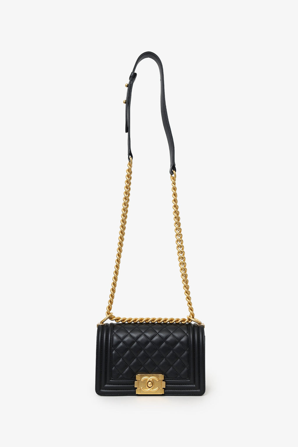 Pre-Loved Chanel™ 2022+ Black Quilted Lambskin Small Boy Bag