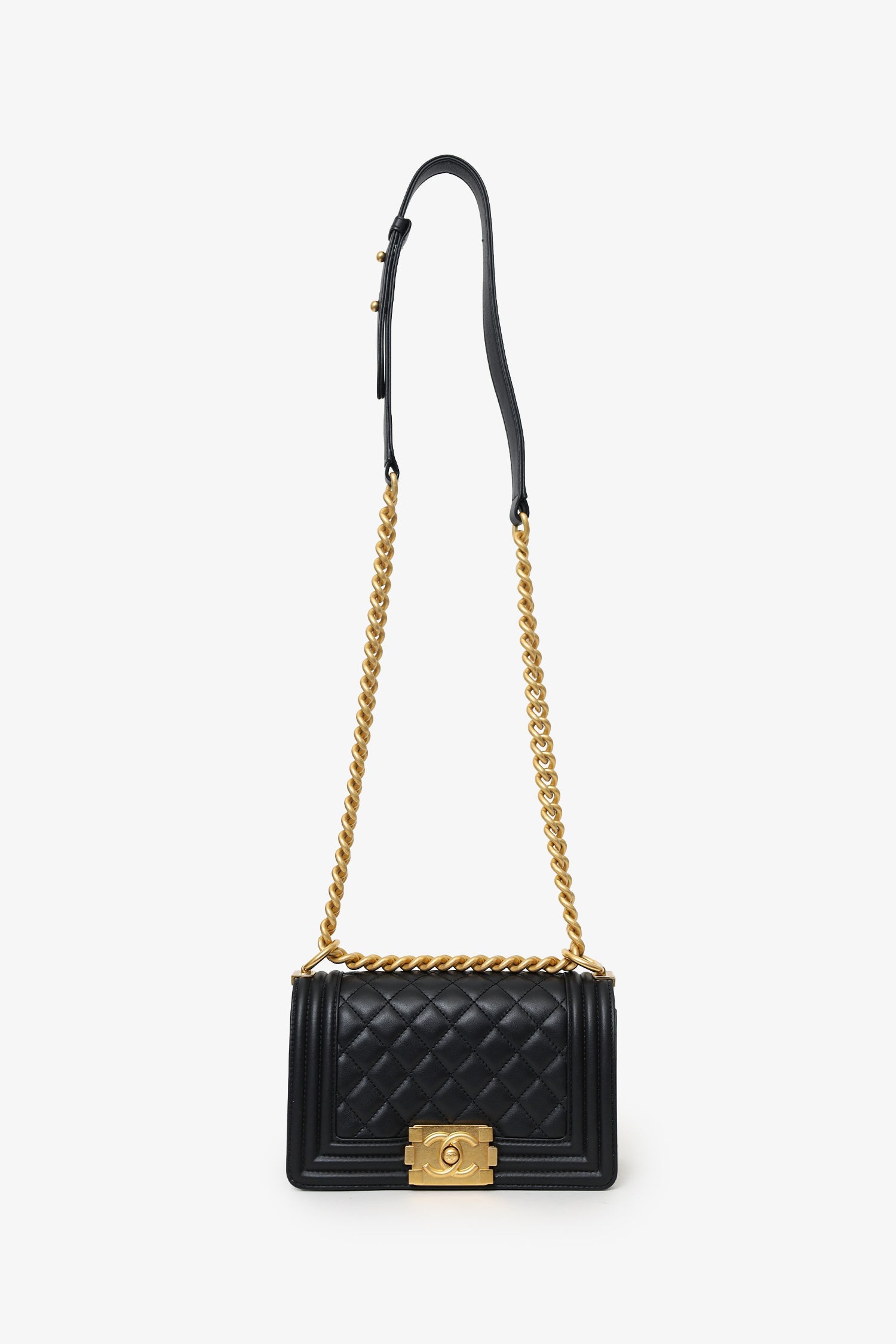 Pre-Loved Chanel™ 2022+ Black Quilted Lambskin Small Boy Bag