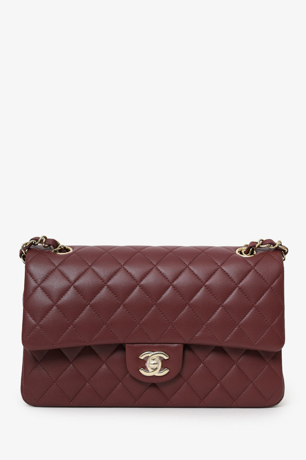 Pre-Loved Chanel™ 2022+ Burgundy Lambskin Medium Double Flap Shoulder Bag
