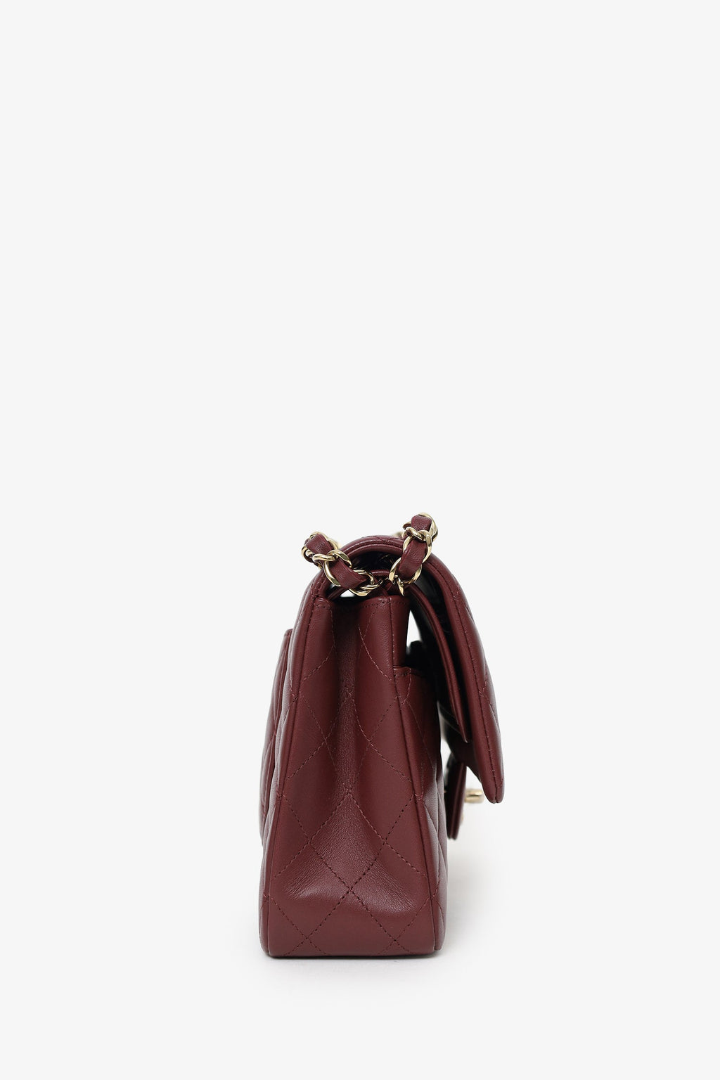 Pre-Loved Chanel™ 2022+ Burgundy Lambskin Medium Double Flap Shoulder Bag