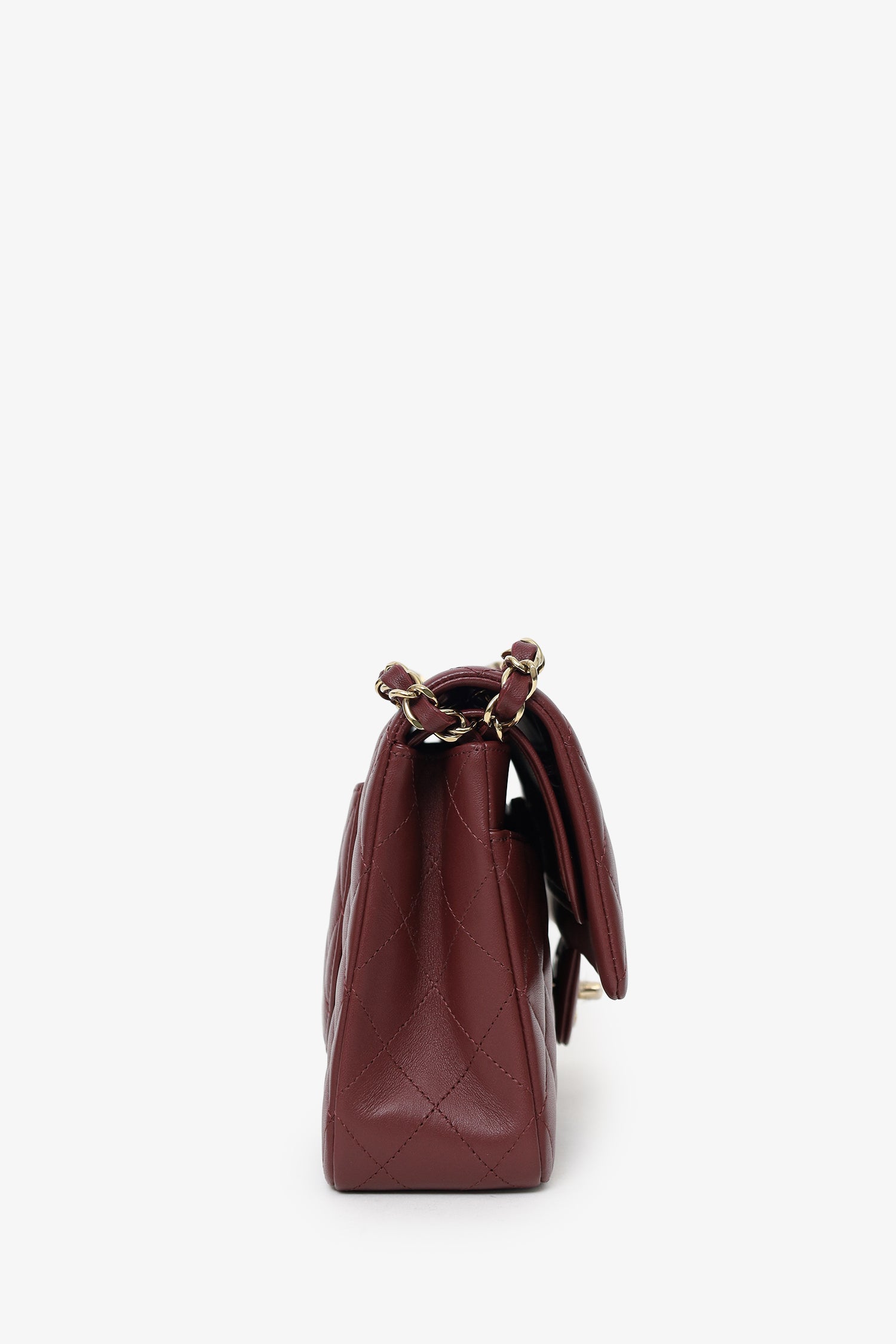 Pre-Loved Chanel™ 2022+ Burgundy Lambskin Medium Double Flap Shoulder Bag