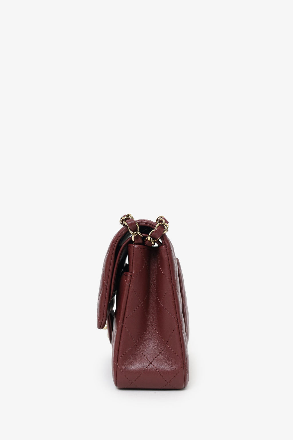 Pre-Loved Chanel™ 2022+ Burgundy Lambskin Medium Double Flap Shoulder Bag