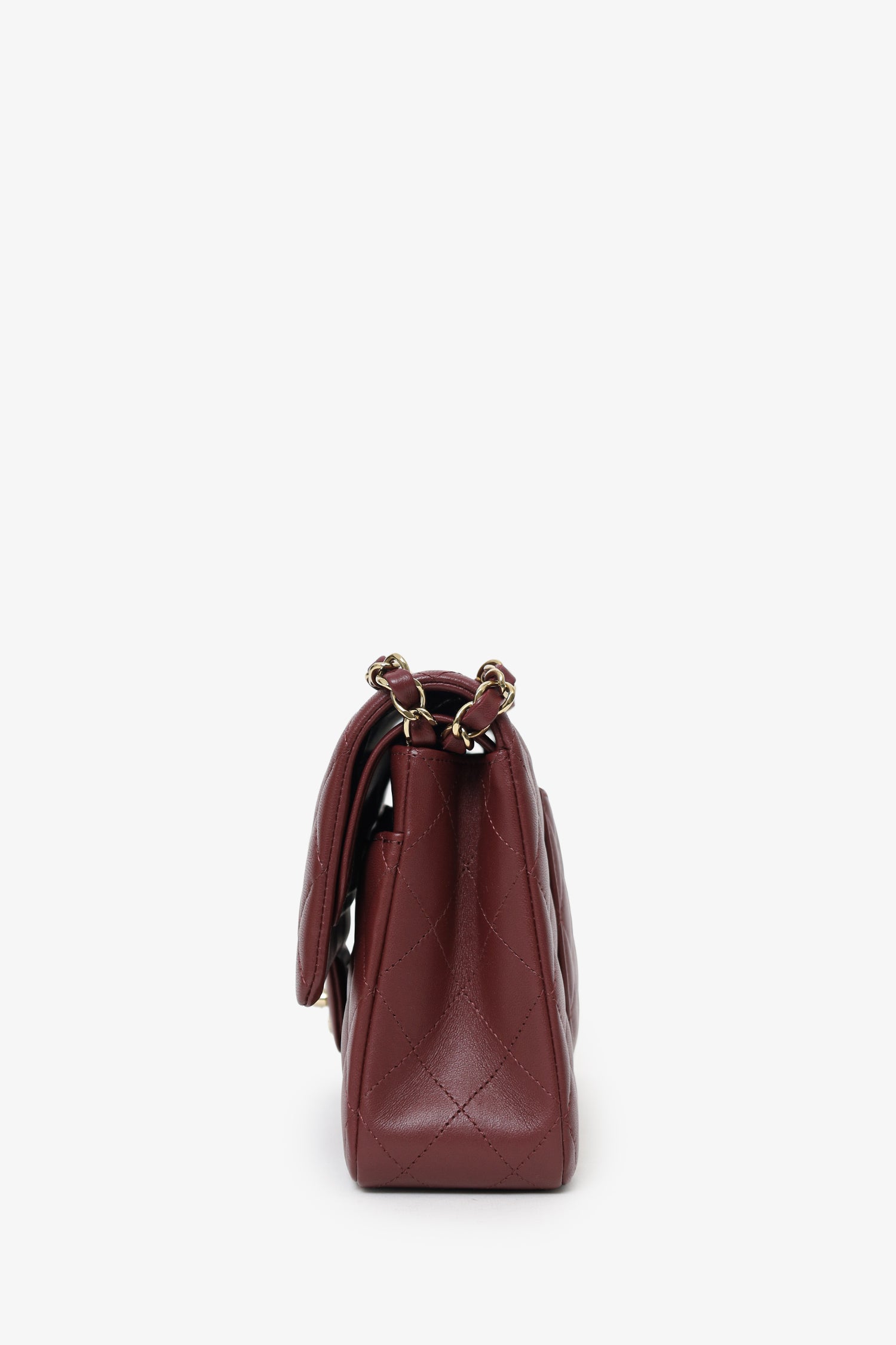 Pre-Loved Chanel™ 2022+ Burgundy Lambskin Medium Double Flap Shoulder Bag