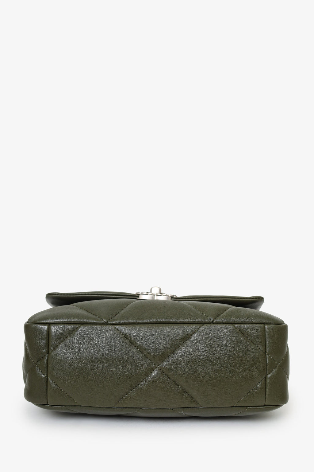 Pre-Loved Chanel™ 2022+ Khaki Green Leather 'Chanel™ 19' Small Flap