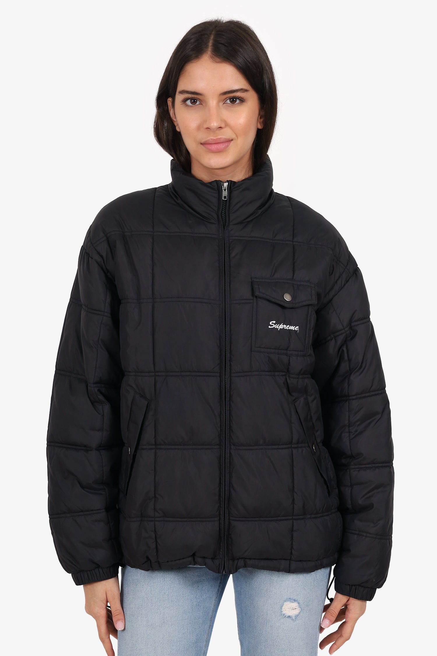 Supreme Black Puffer Jacket Size M