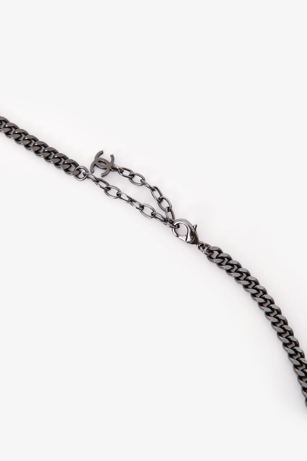Pre-Loved Chanel™ Black Crystal Detail CC Necklace