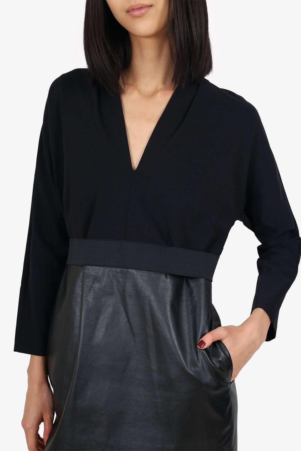 Lanvin Black V-Neck Long Sleeve Dress Estimated Size S/M