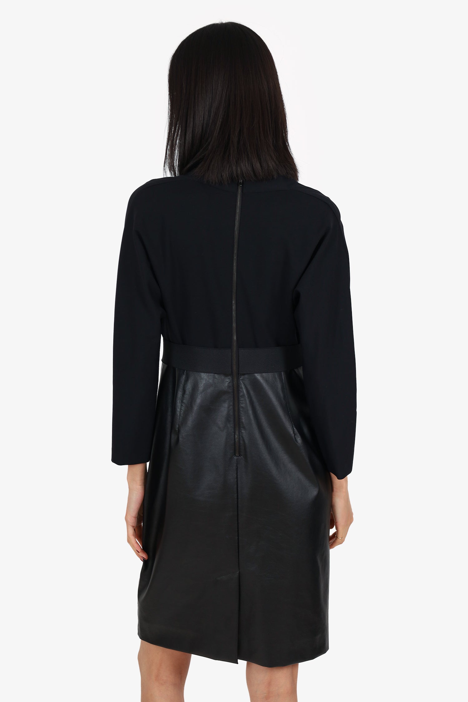 Lanvin Black V-Neck Long Sleeve Dress Estimated Size S/M