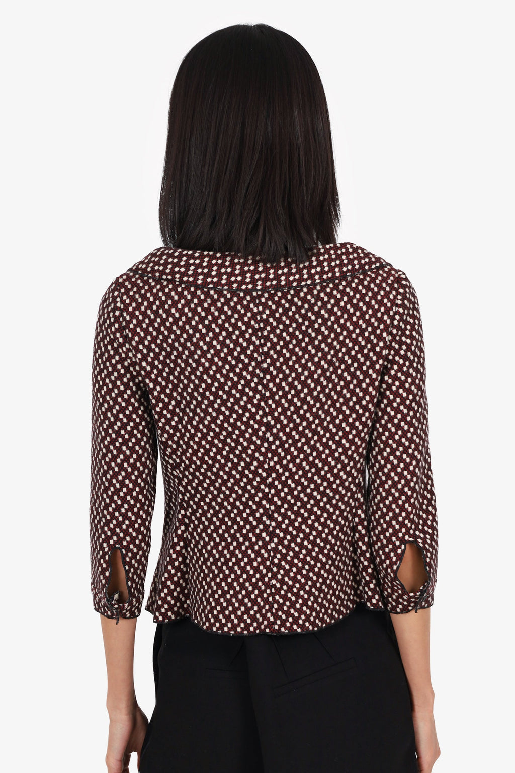 Miu Miu Red/Cream Wool Knit Jacket Size 40