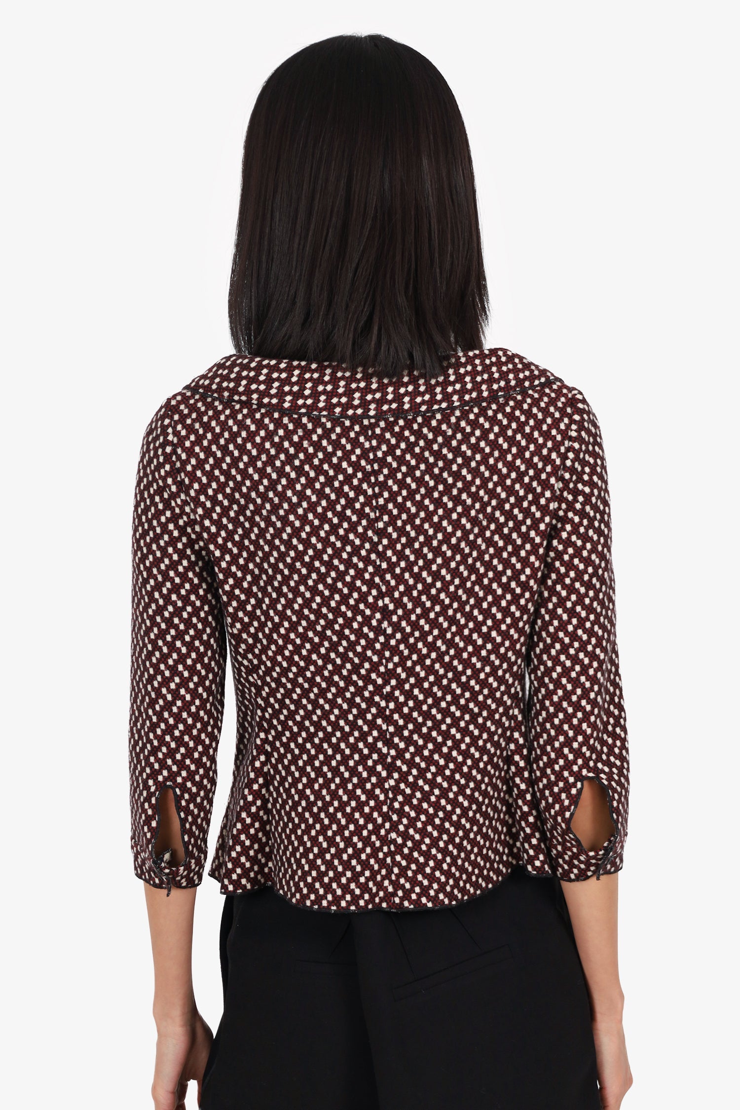 Miu Miu Red/Cream Wool Knit Jacket Size 40