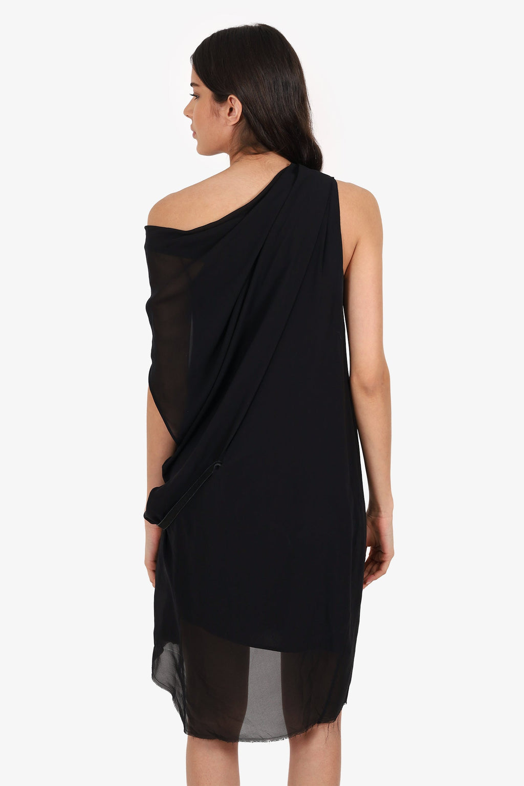 Helmut Lang Black Sheer Ruched Sleeveless Dress Size 4