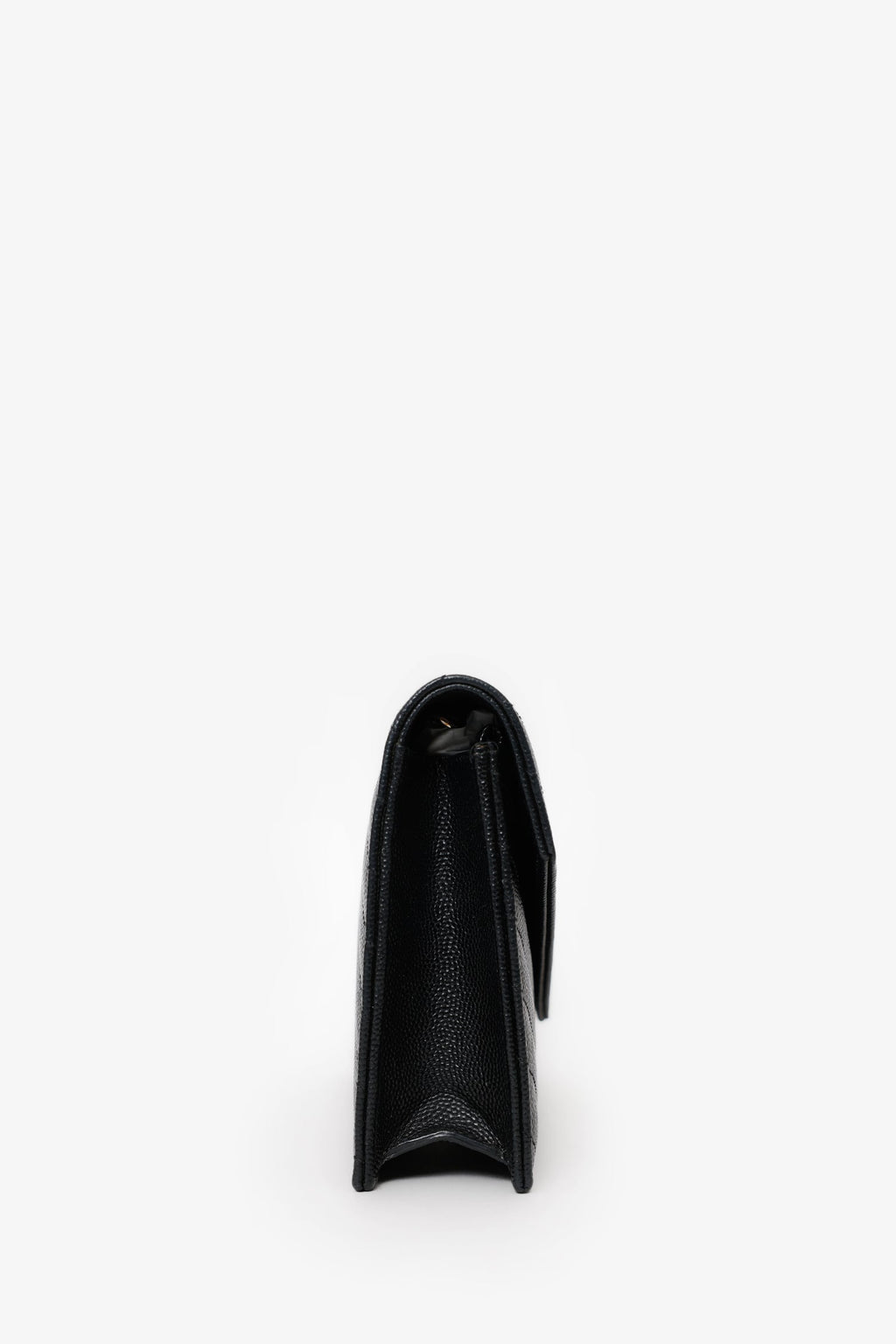 Saint Laurent Black Grained Leather Envelope Wallet On Chain