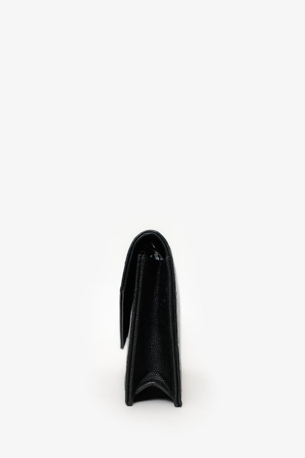 Saint Laurent Black Grained Leather Envelope Wallet On Chain