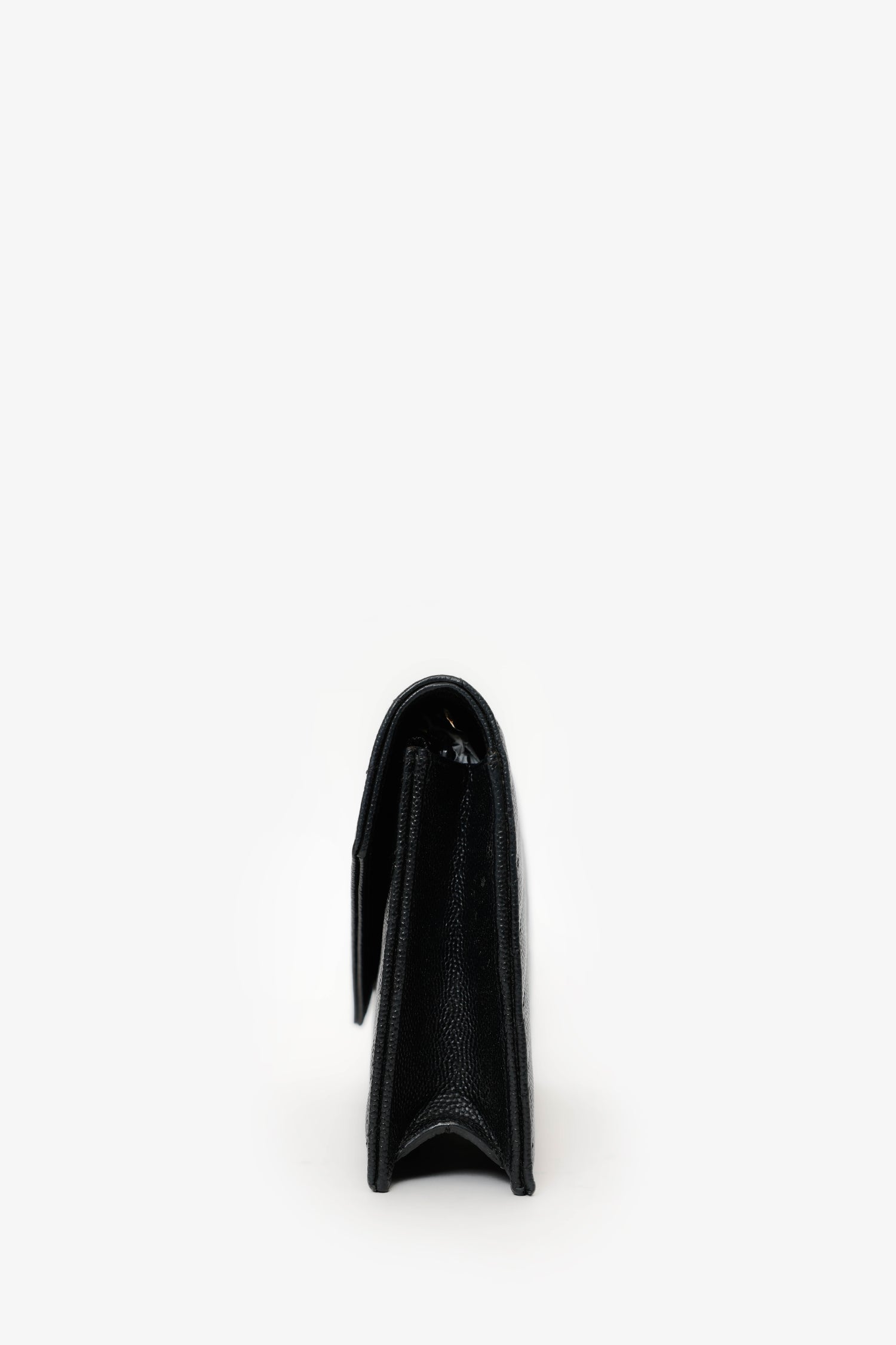 Saint Laurent Black Grained Leather Envelope Wallet On Chain