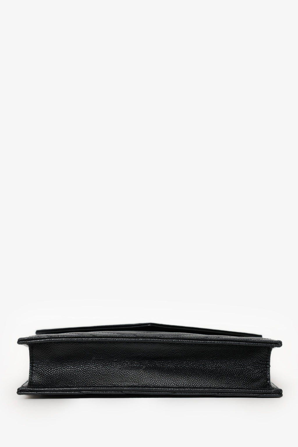 Saint Laurent Black Grained Leather Envelope Wallet On Chain