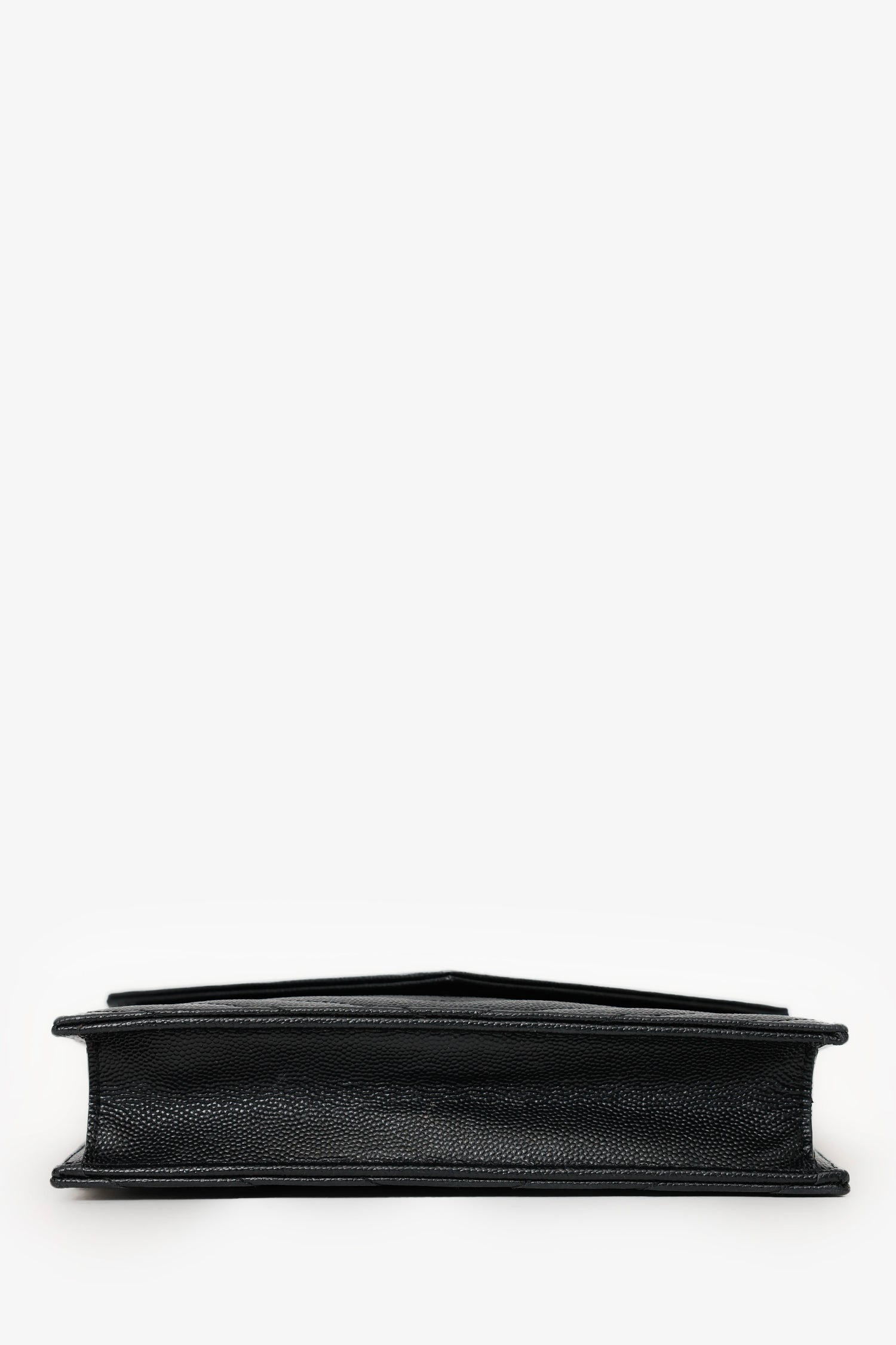 Saint Laurent Black Grained Leather Envelope Wallet On Chain