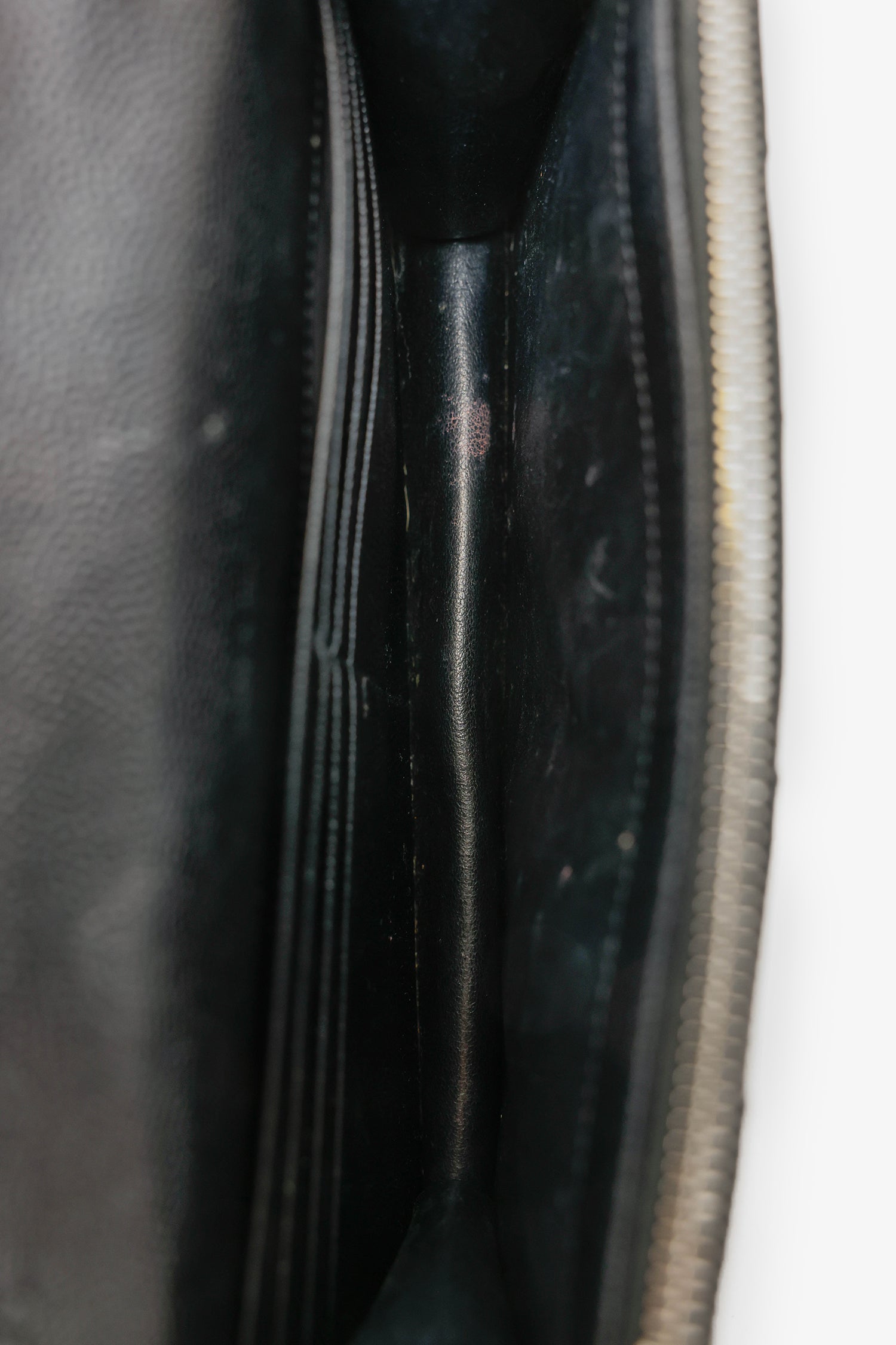 Saint Laurent Black Grained Leather Envelope Wallet On Chain