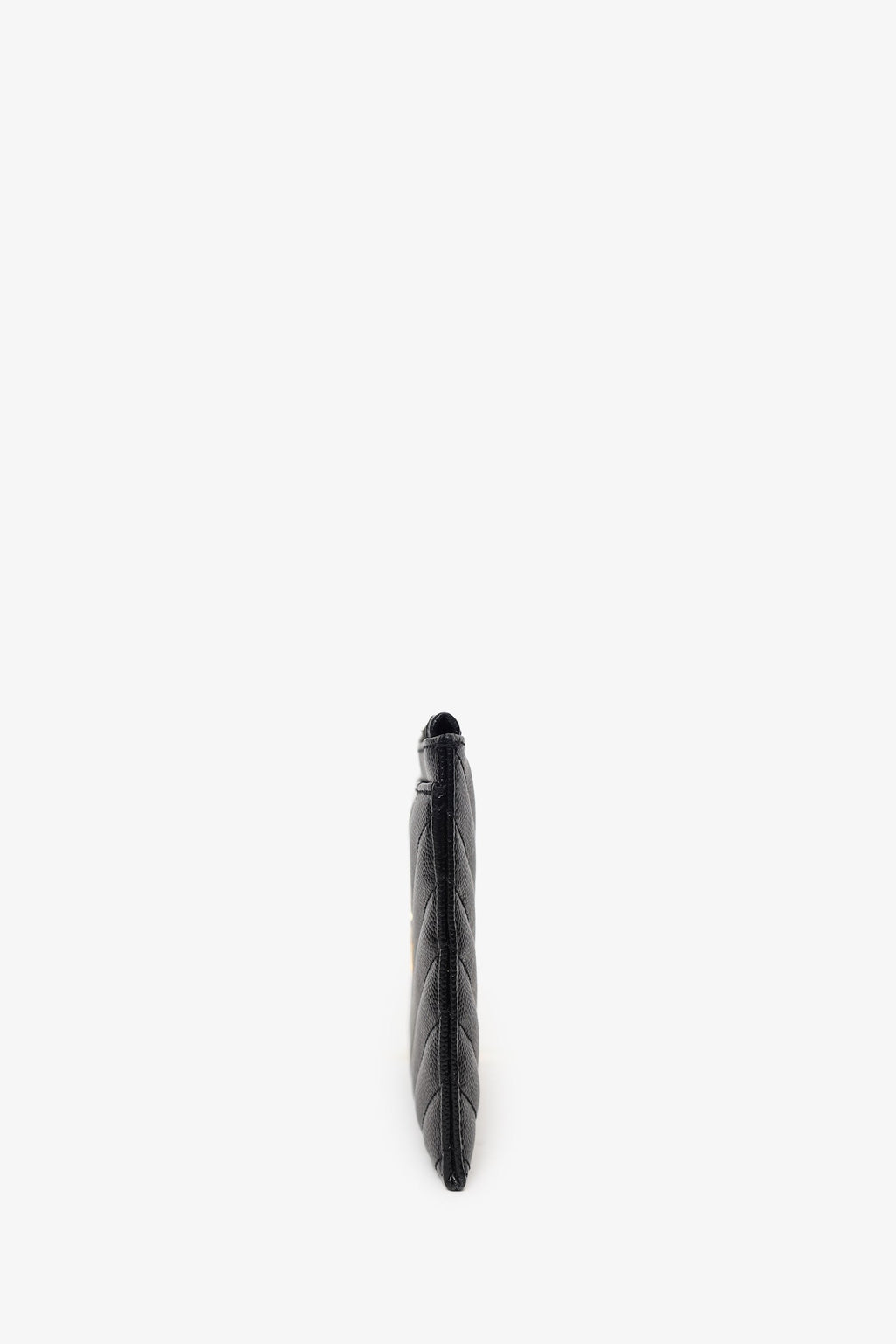 Saint Laurent Black Grained Leather Matelasse YSL Monogram Small Zip Top Bill Pouch