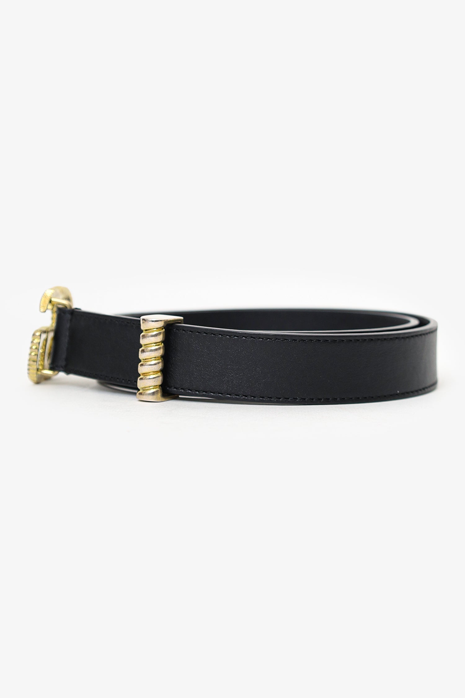 Gucci Black/Gold Leather GG Belt Size 70/28