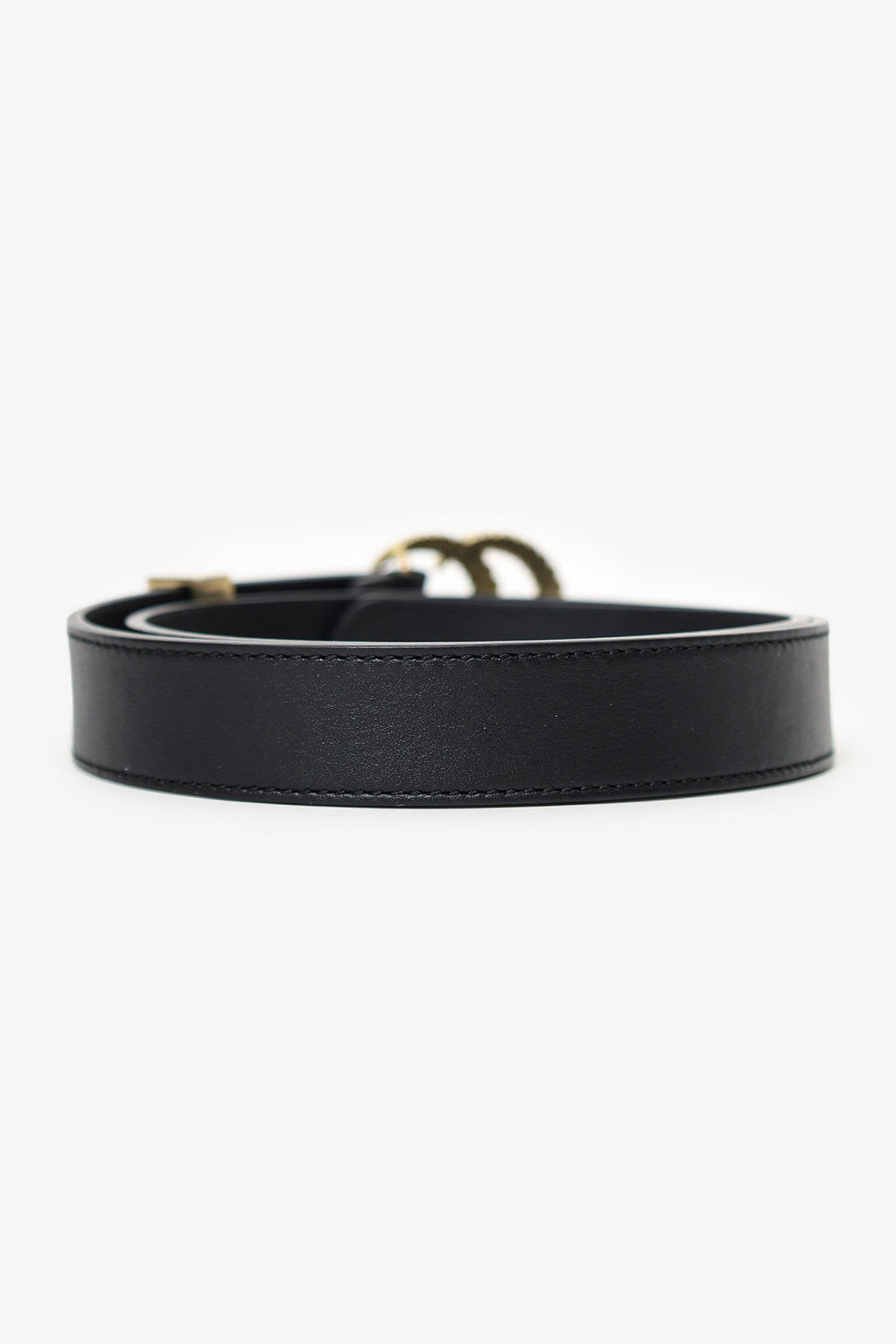 Gucci Black/Gold Leather GG Belt Size 70/28
