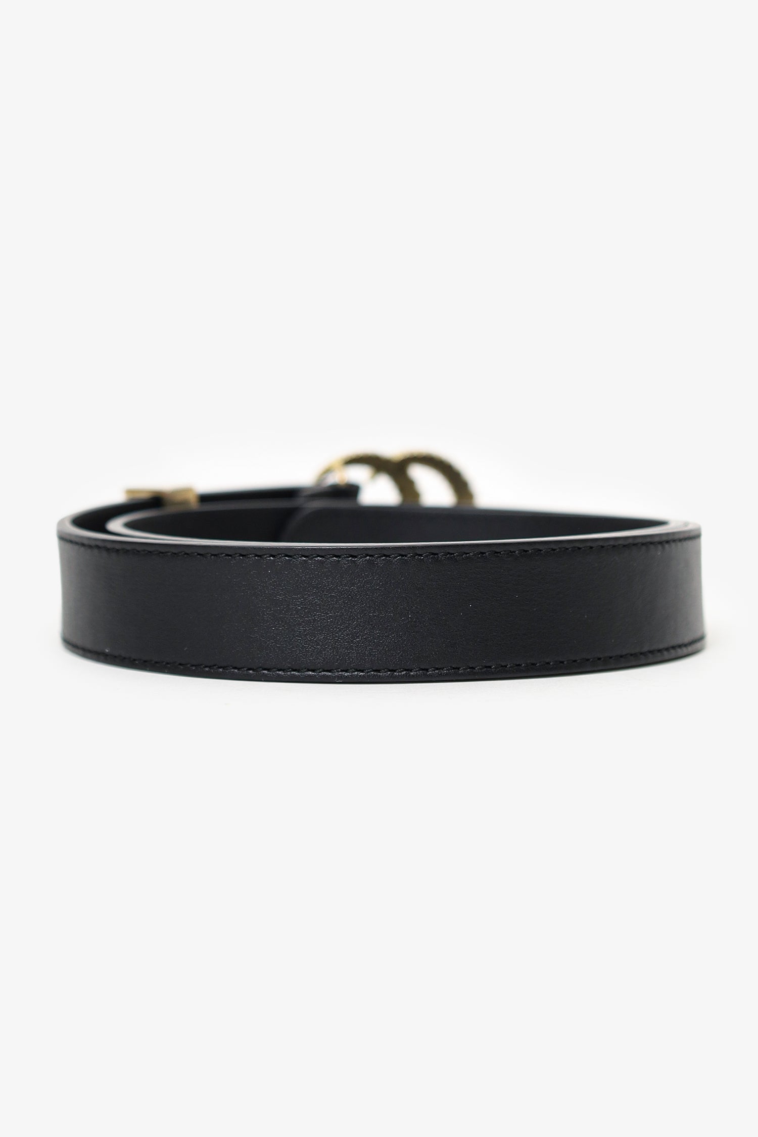 Gucci Black/Gold Leather GG Belt Size 70/28