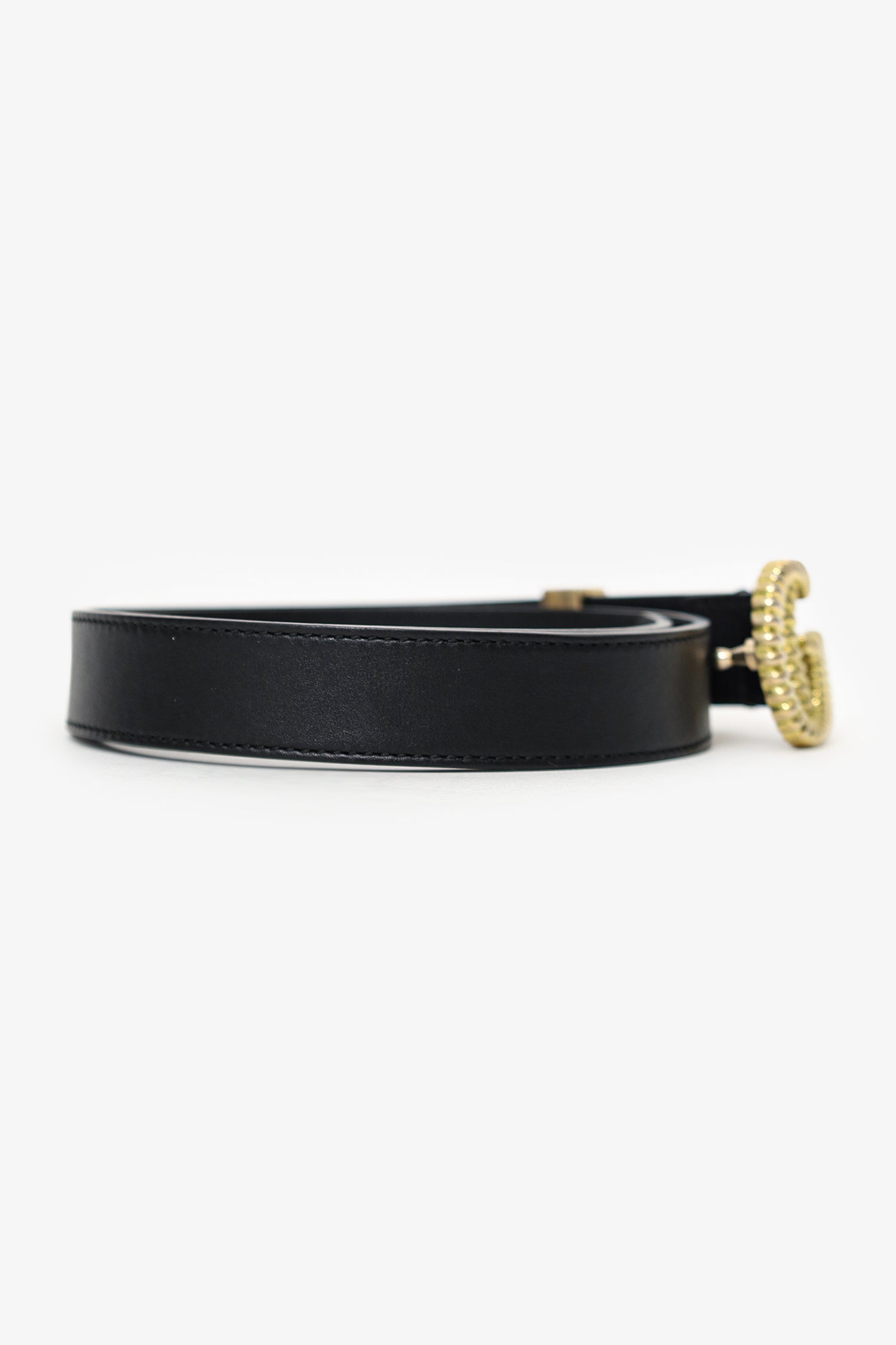 Gucci Black/Gold Leather GG Belt Size 70/28