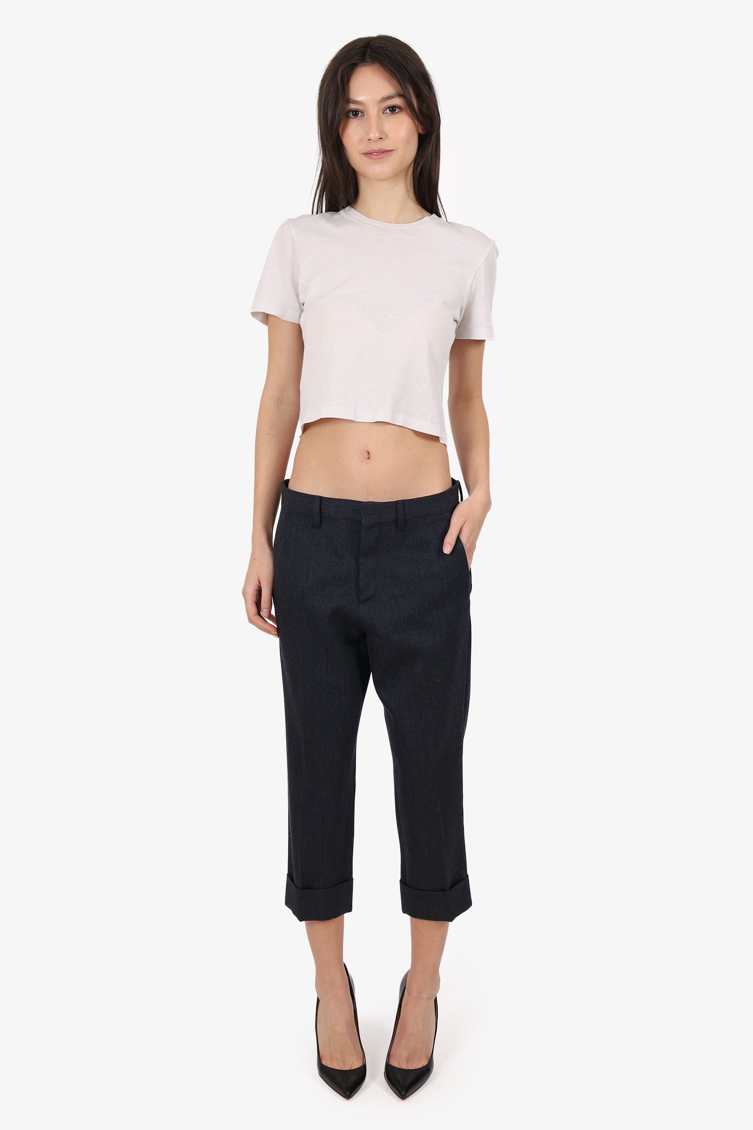 Miu Miu 2007 Grey Wool Tailored Capris Size 38