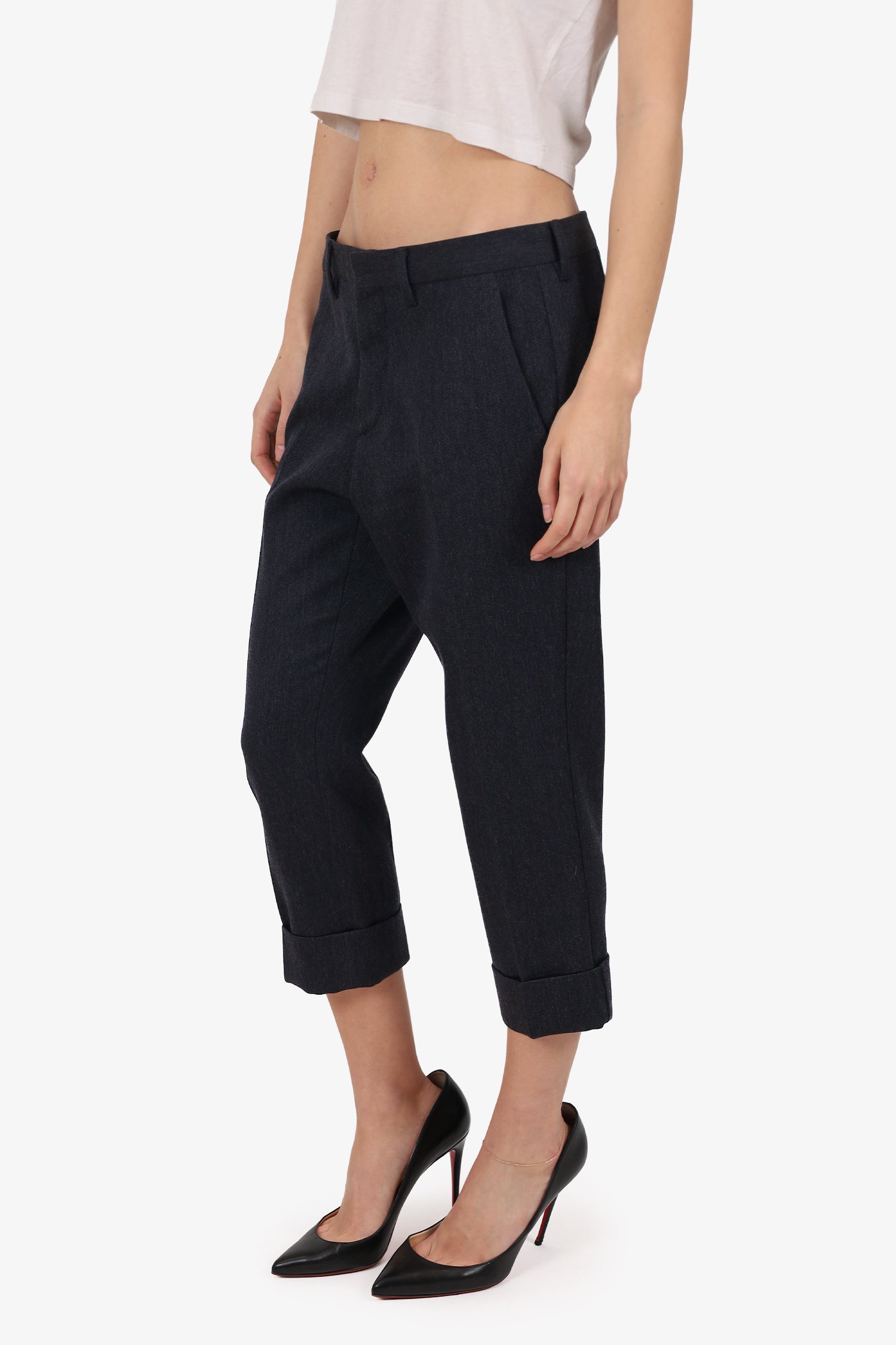 Miu Miu 2007 Grey Wool Tailored Capris Size 38