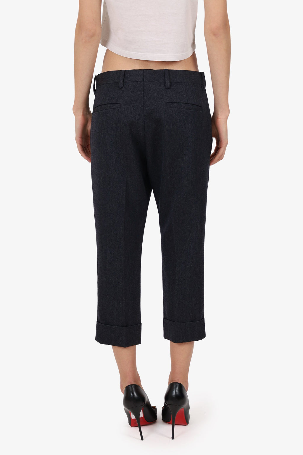 Miu Miu 2007 Grey Wool Tailored Capris Size 38