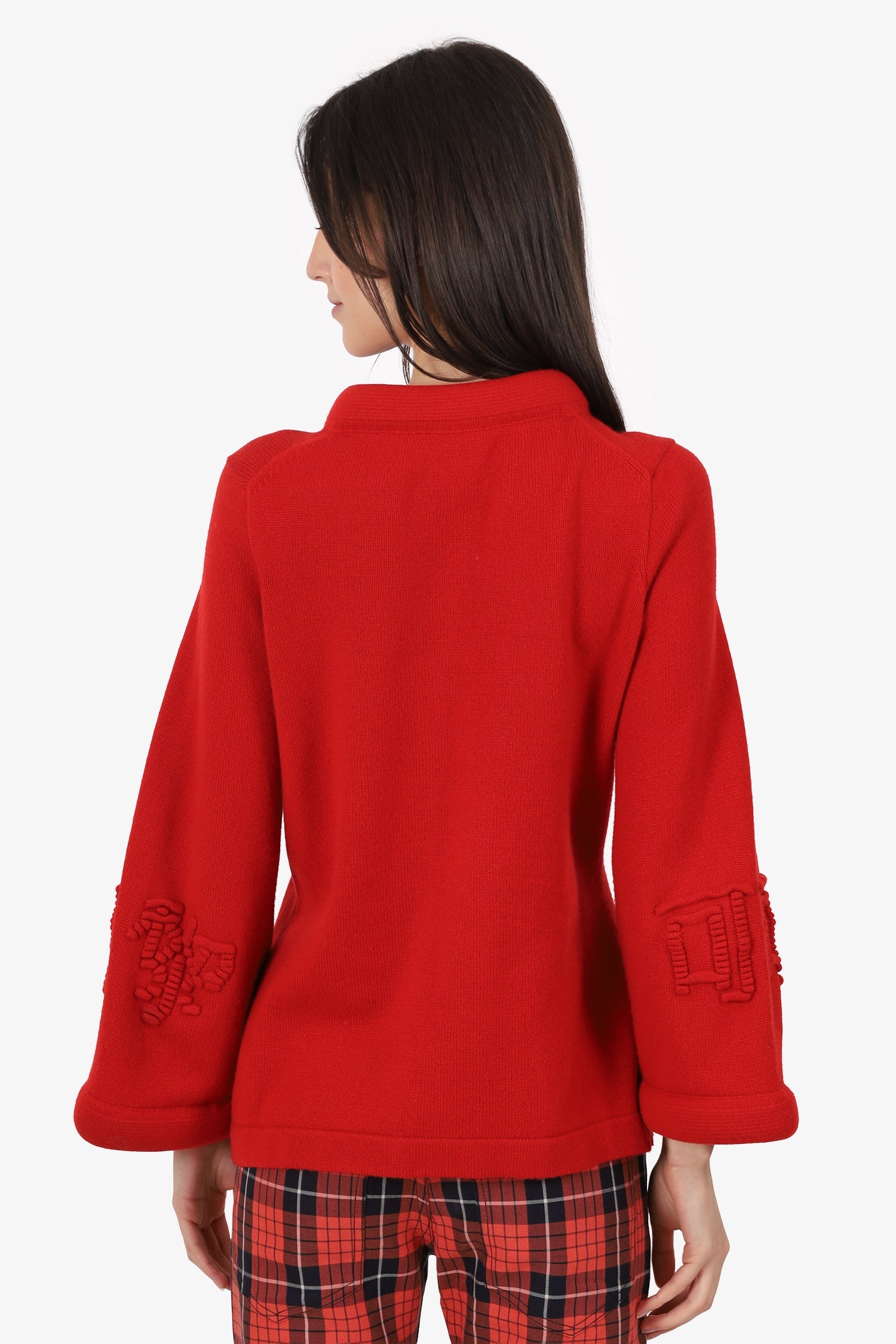 Pre-Loved Chanel™ 2010 'Shanghai Metiers d'Art' Runway Red Cashmere/Wool Buttoned igan Size 40